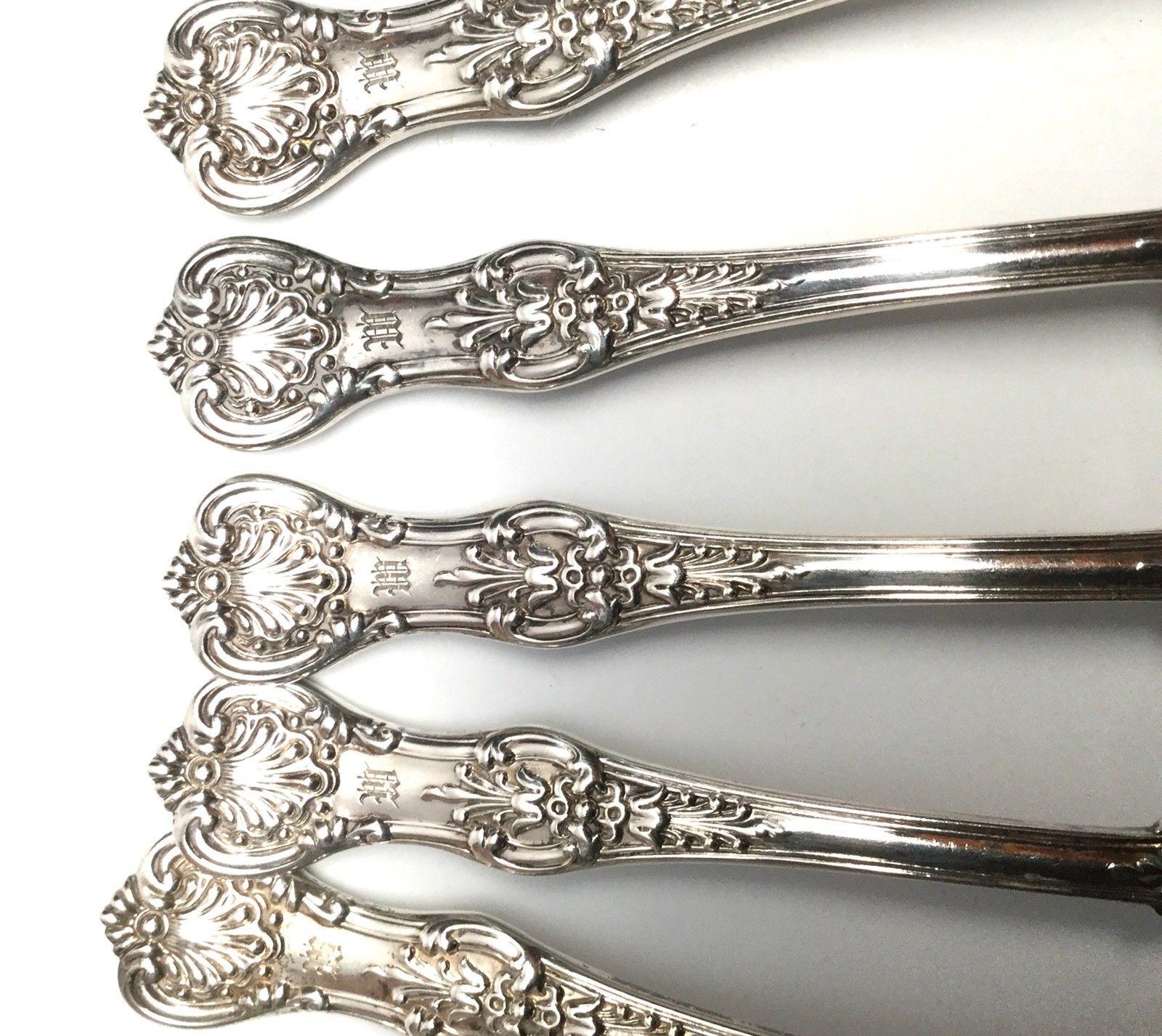 Tiffany & Co English King Pattern 1885 Sterling Silver Set of 5 Demitasse Spoons 4