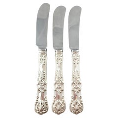 Tiffany & Co English King Sterling Silver 3 Hollo Handle Butter Spreaders #18033