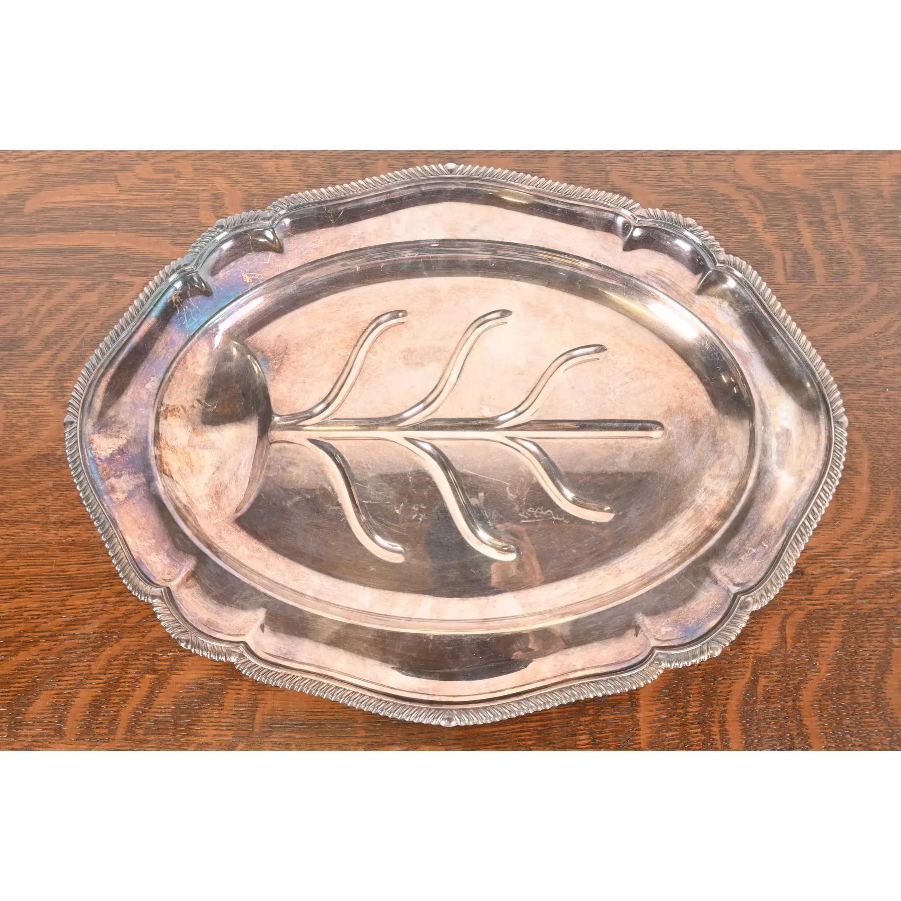 Victorian Tiffany & Co. English Silverplate Tree of Life Footed Serving Tray For Sale