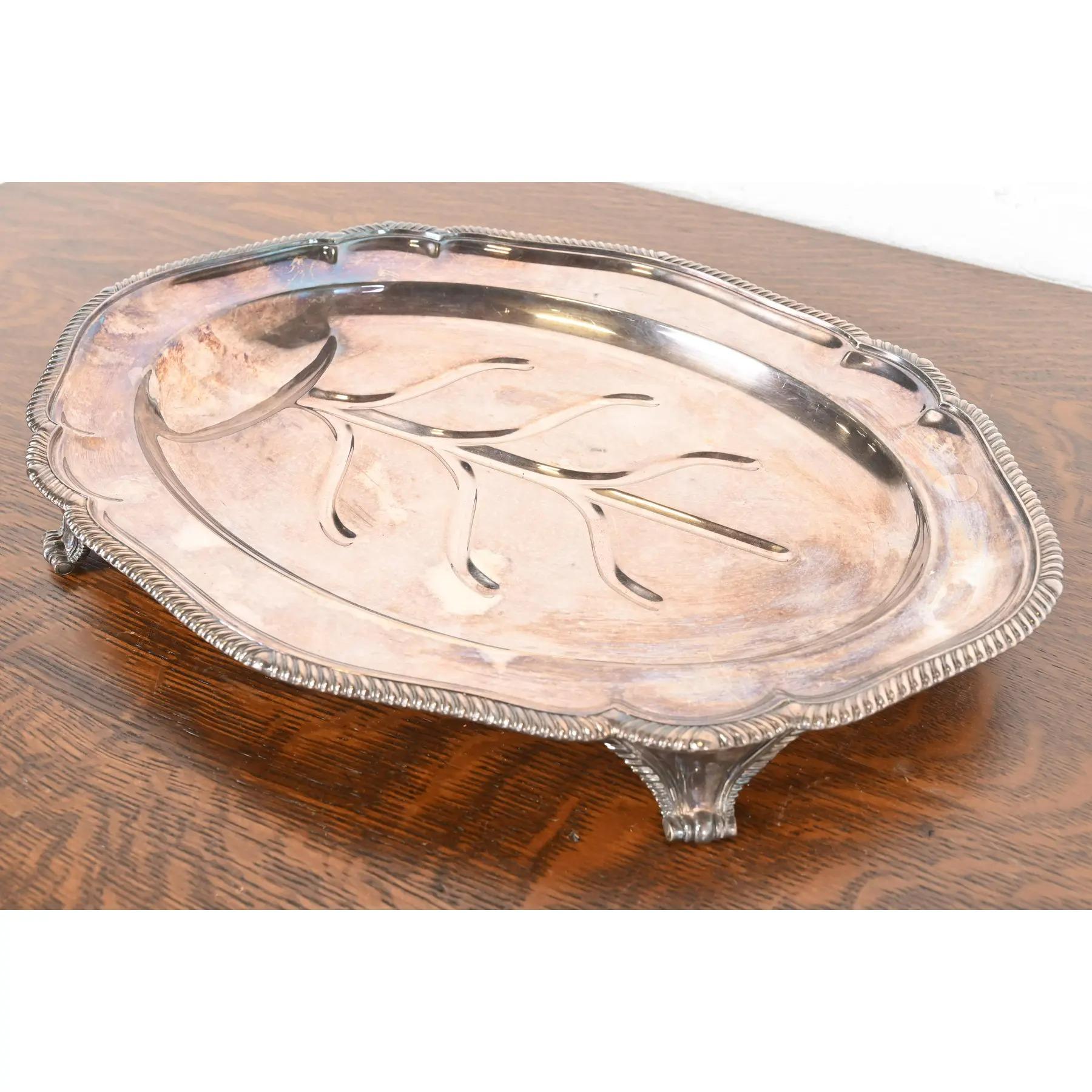 Tiffany & Co. English Silverplate Tree of Life Footed Serving Tray In Good Condition For Sale In South Bend, IN