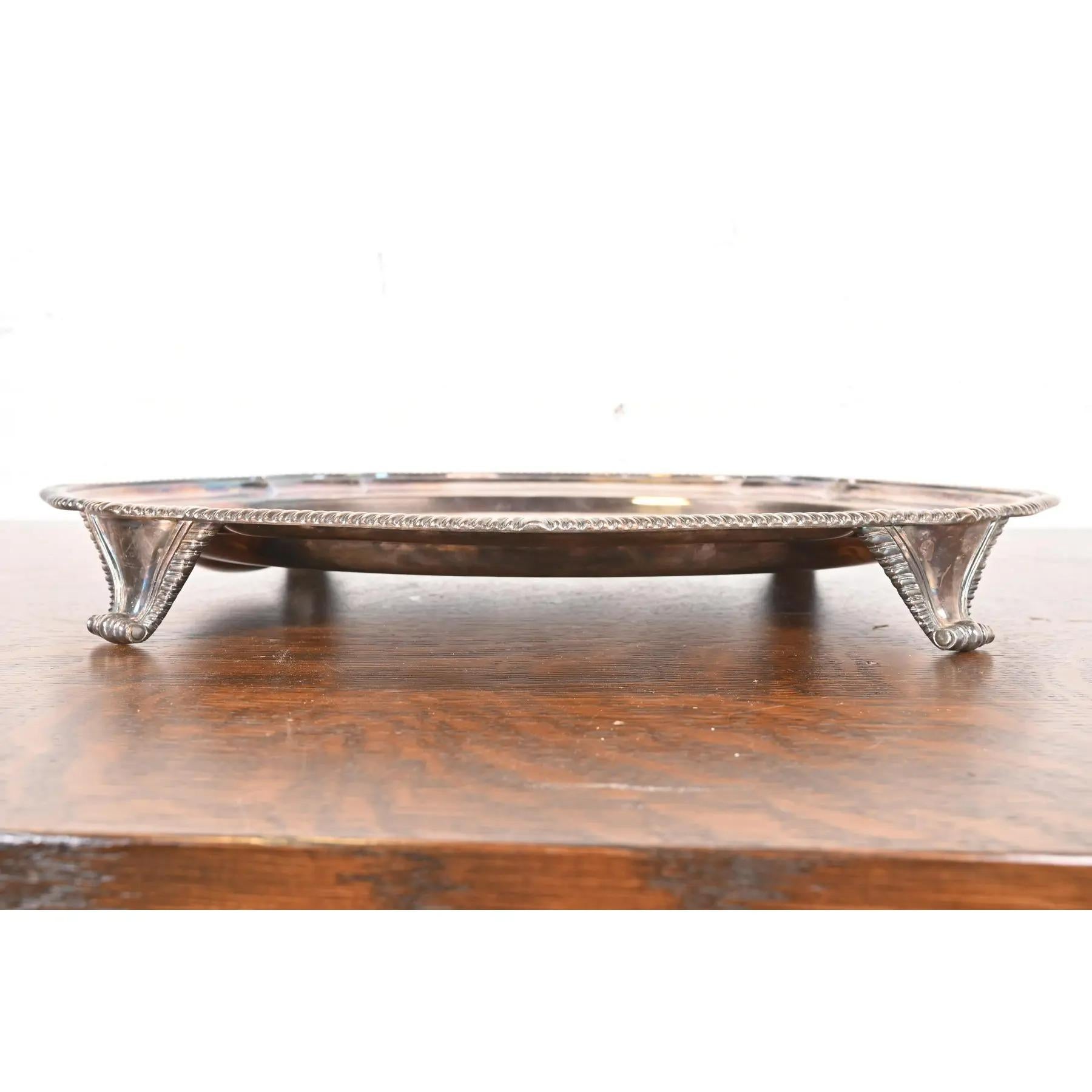 20th Century Tiffany & Co. English Silverplate Tree of Life Footed Serving Tray For Sale