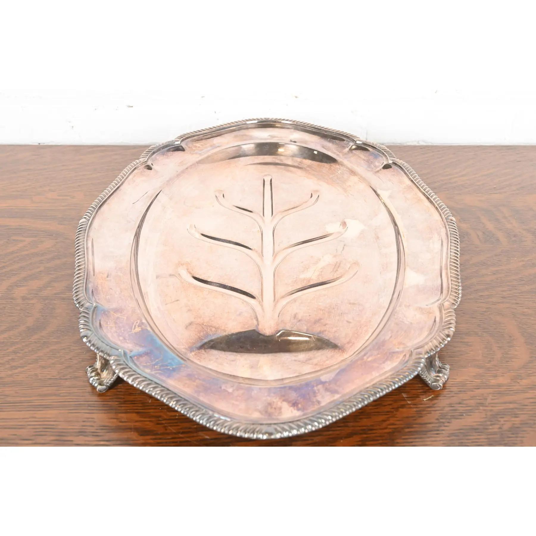Tiffany & Co. English Silverplate Tree of Life Footed Serving Tray For Sale 1