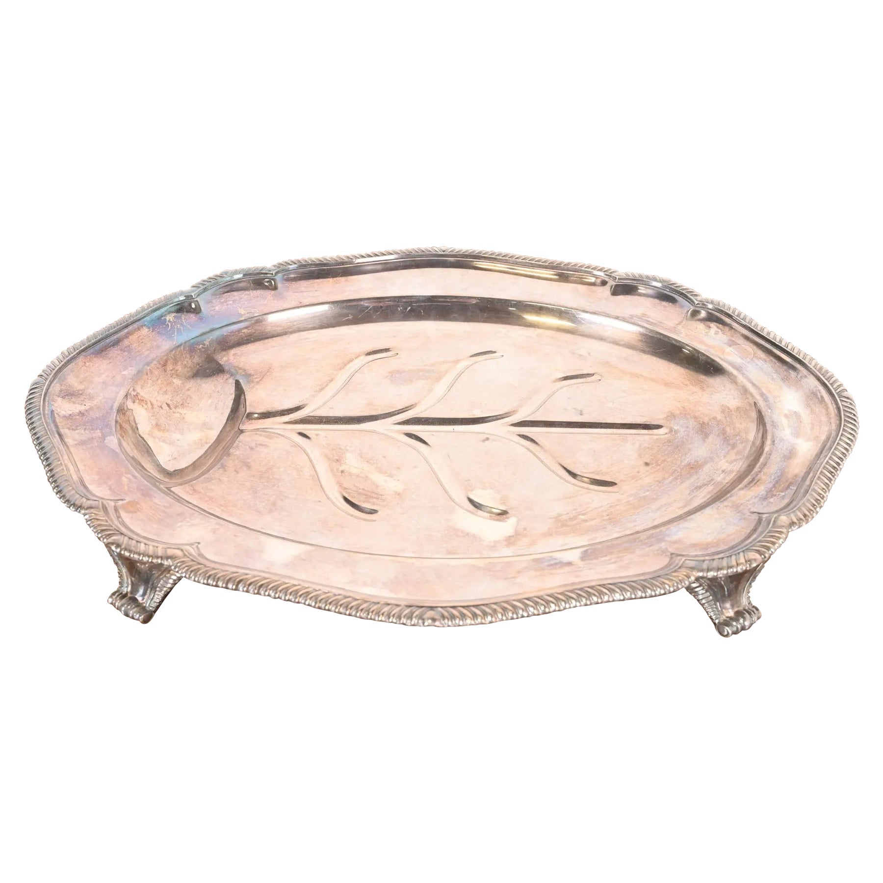 Tiffany & Co. English Silverplate Tree of Life Footed Serving Tray For Sale