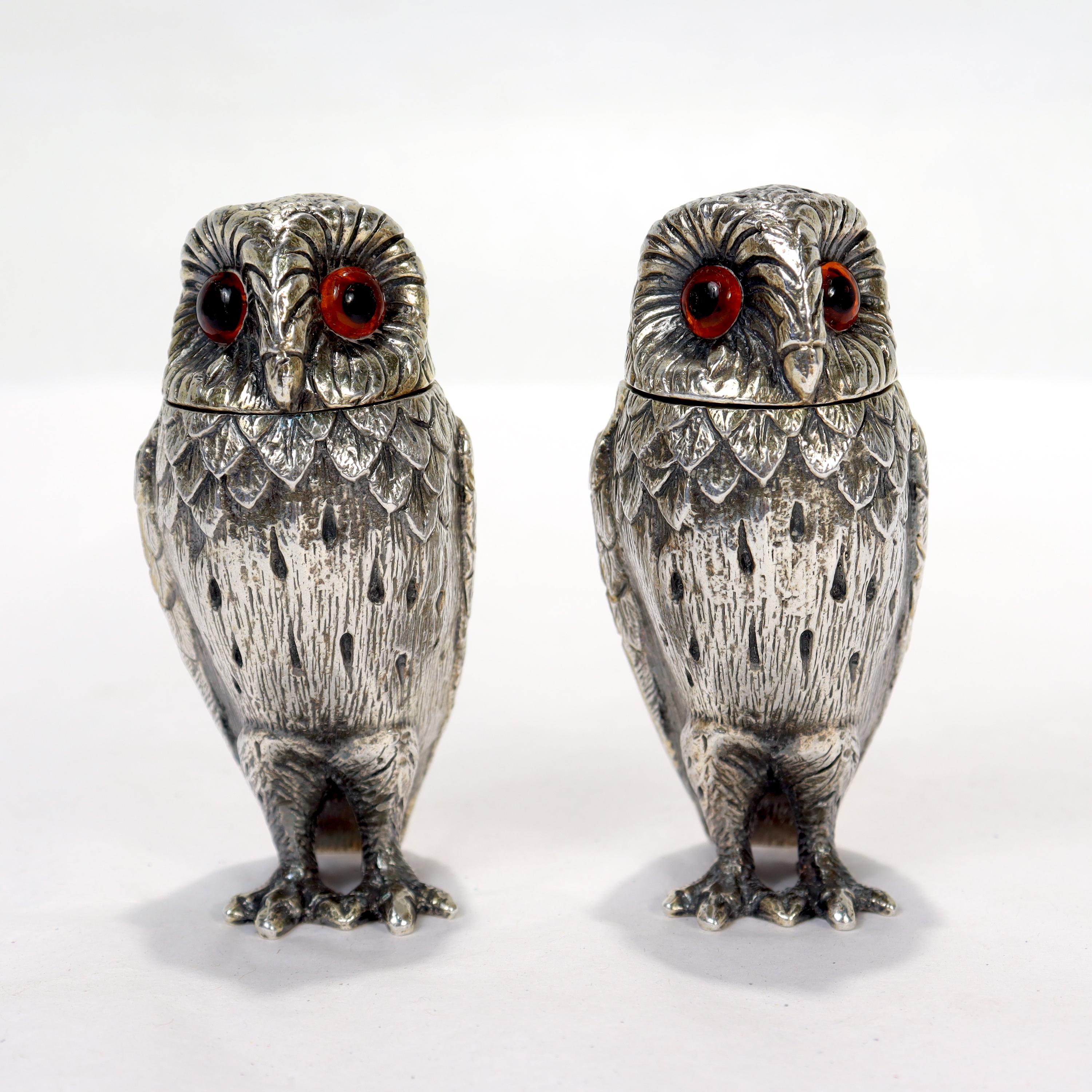 silver owl salt and pepper shakers