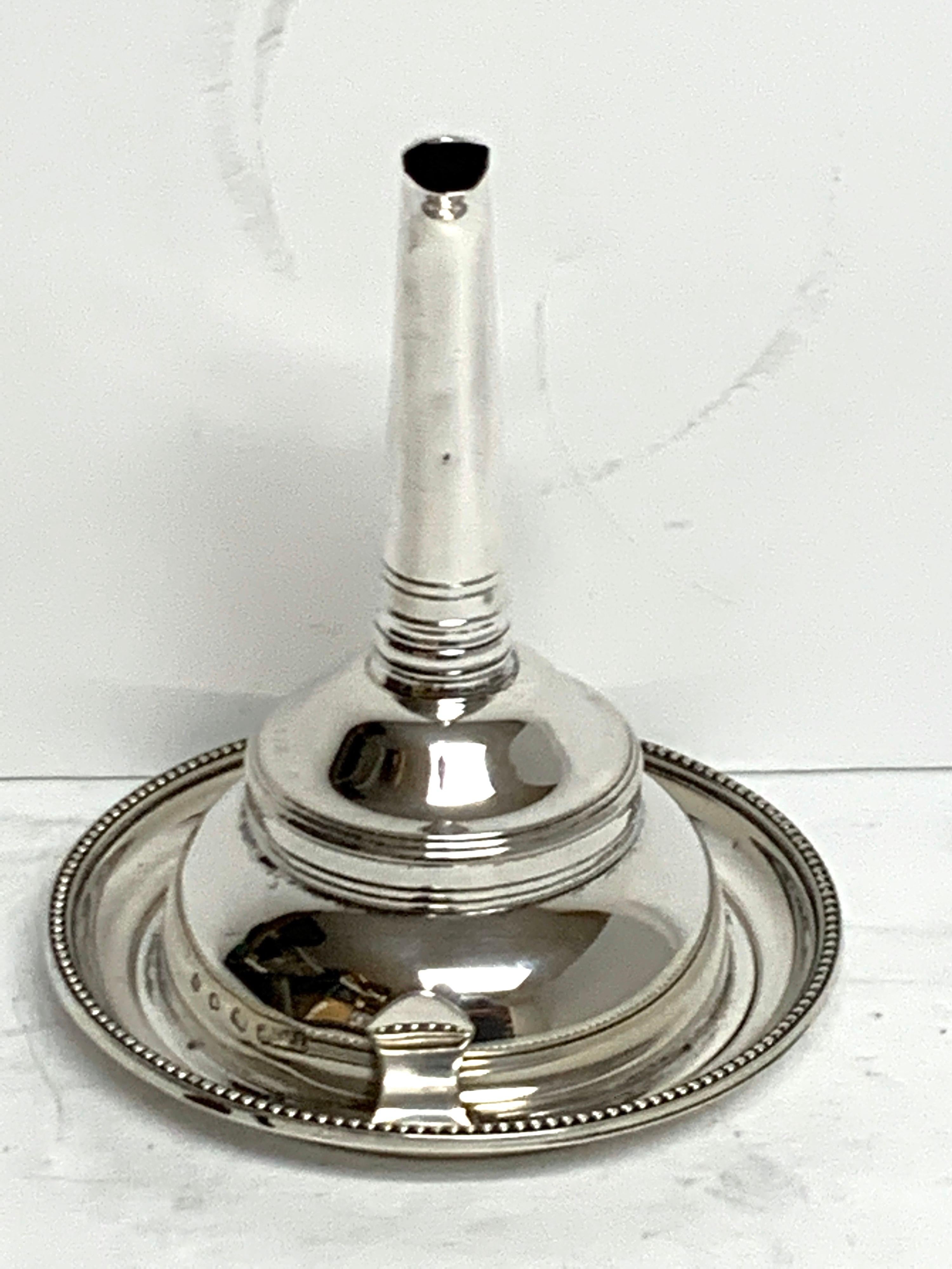Sterling Silver Tiffany & Co. English Sterling Wine Funnel and Tray, London, 1986