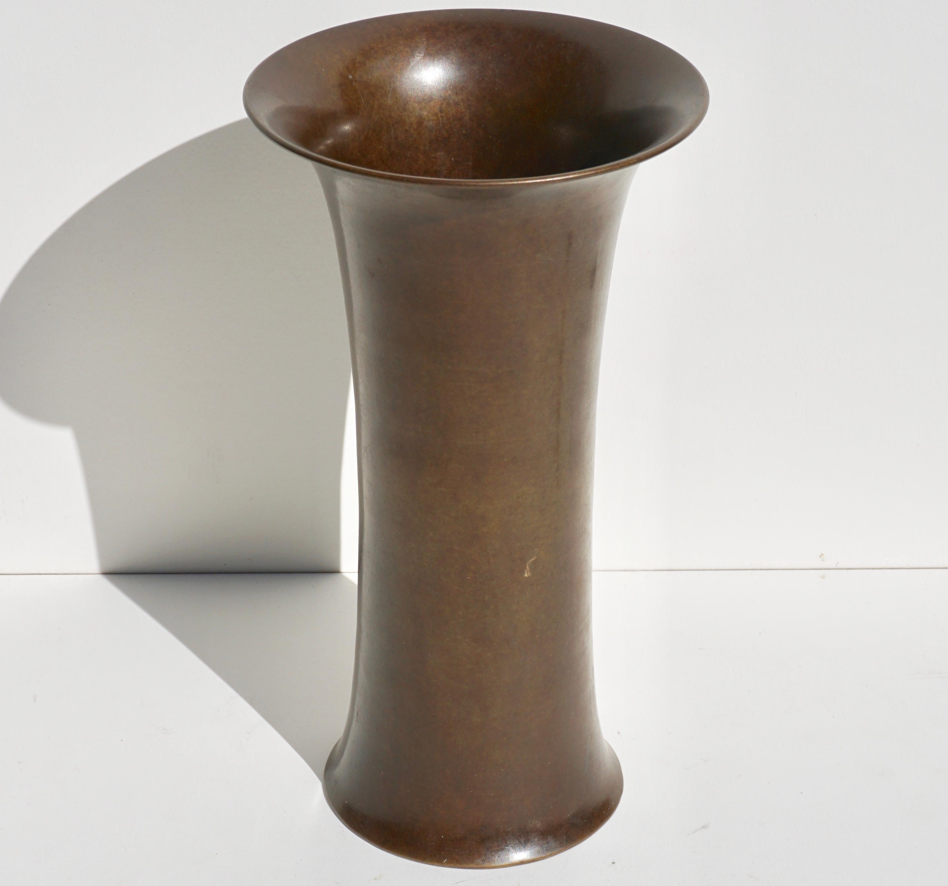 Tiffany & Co. Engraved Patinated Bronze Vase In Good Condition In Dallas, TX