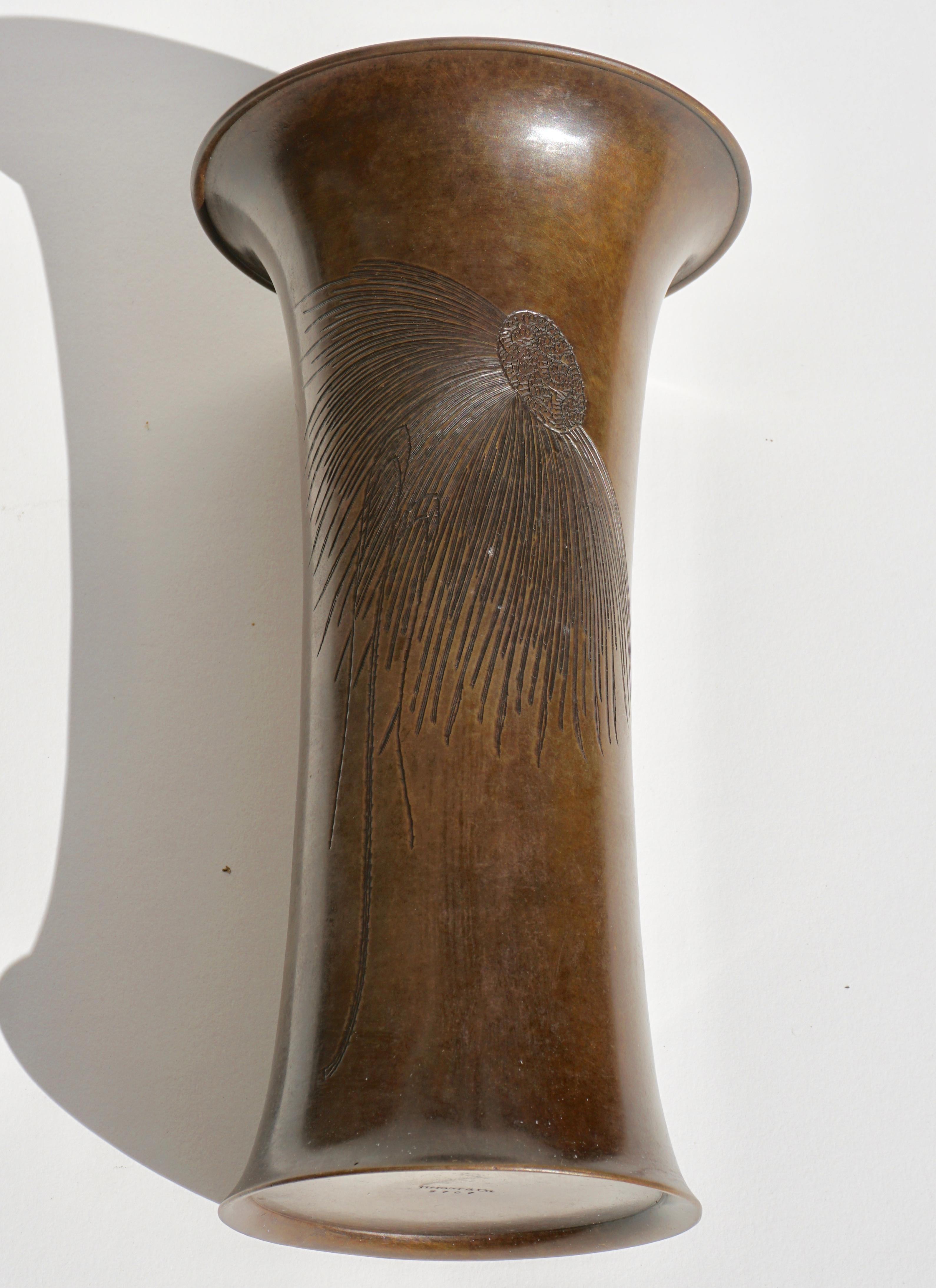 Tiffany & Co. Engraved Patinated Bronze Vase 1