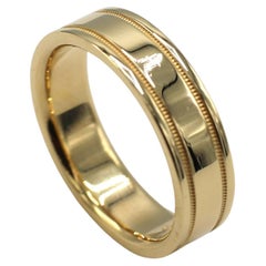 Tiffany & Co. Essential 18 Karat Yellow Gold Double Milgrain Wedding Band Ring 