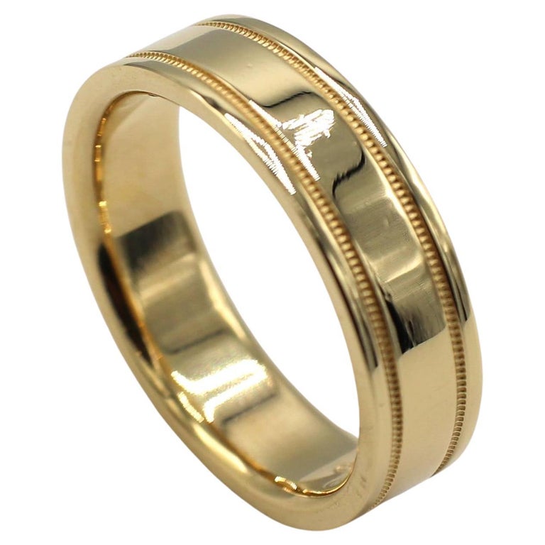 Tiffany and Co. Essential 18 Karat Yellow Gold Double Milgrain Wedding Band  Ring For Sale at 1stDibs | tiffany double milgrain ring, tiffany essential  band double milgrain ring