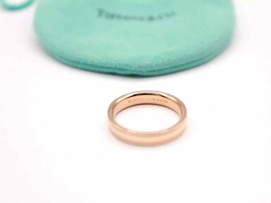 TIFFANY & Co. Essential Band 18K Roségold 4mm Doppelter Milgrain Ring 7,5 im Angebot 1
