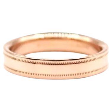 TIFFANY & Co. Essential Band 18K Rose Gold 4mm Double Milgrain Ring 7.5