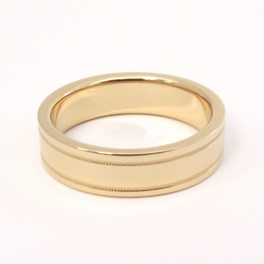 TIFFANY & Co. Essential Band 18K Rose Gold 6mm Double Milgrain Ring 10.5 For Sale 1