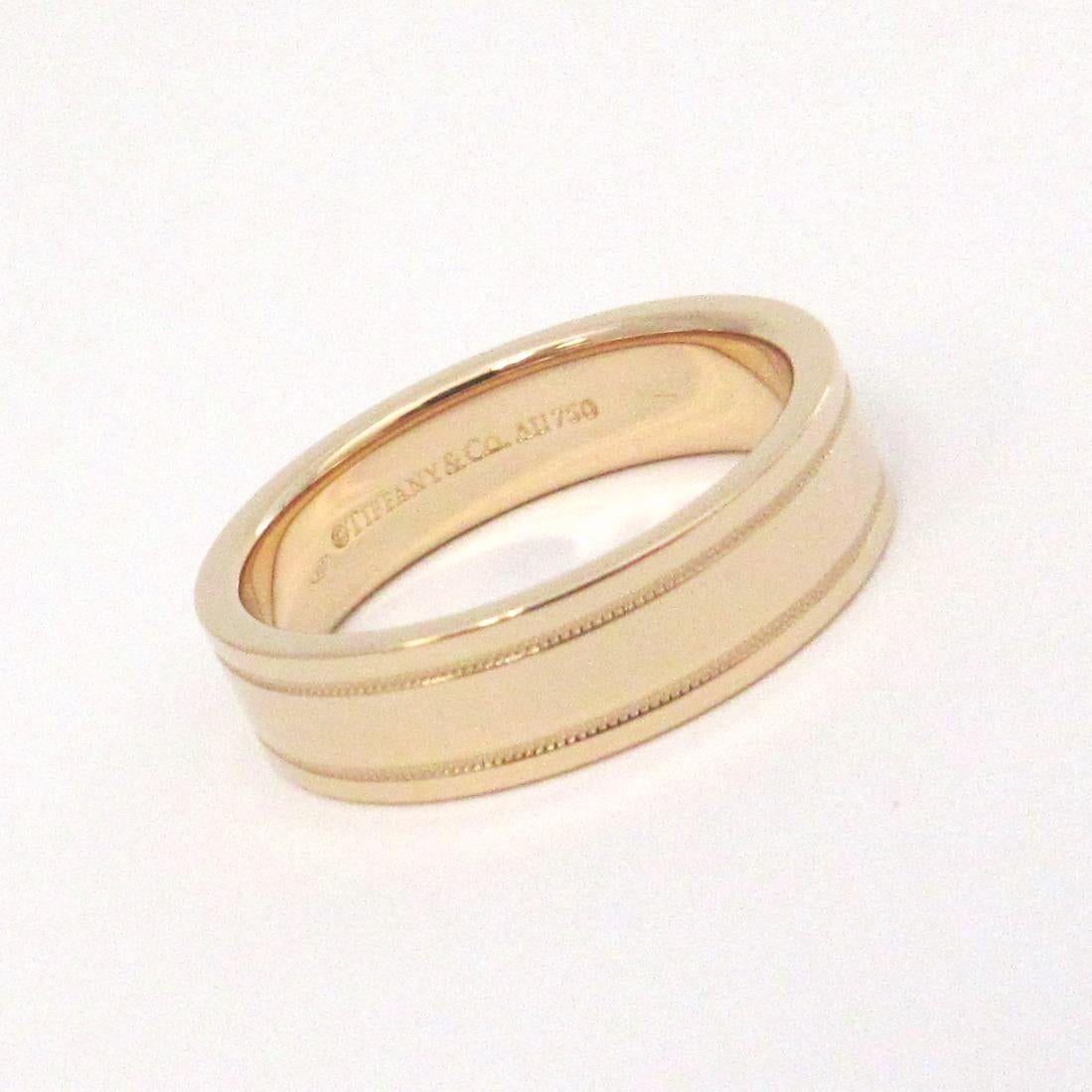 TIFFANY & Co. Essential Band 18K Rose Gold 6mm Double Milgrain Ring 10.5 For Sale 2