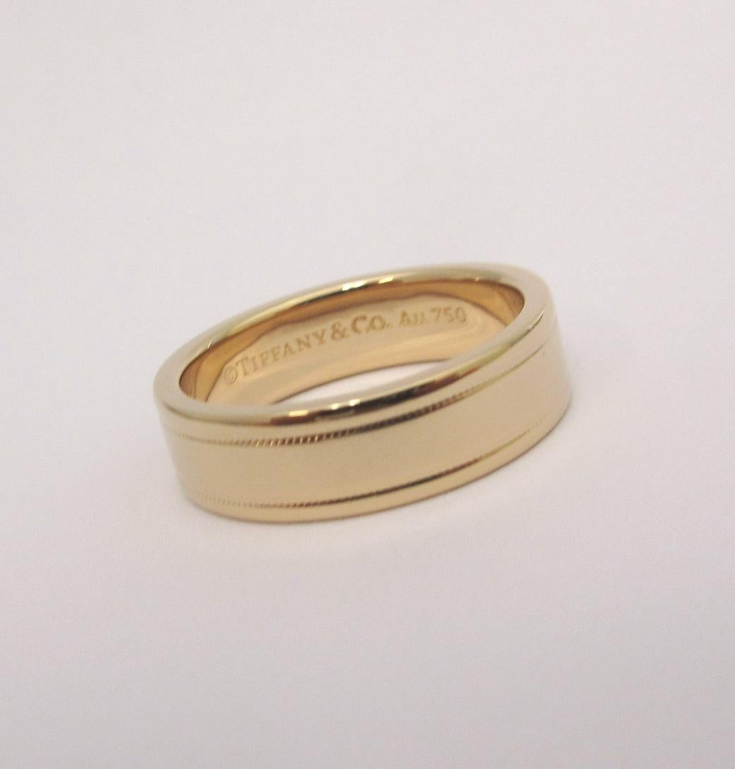 TIFFANY & Co. Wesentliche Band 18K Rose Gold 6mm Double Milgrain Ring 8,5 für Damen oder Herren im Angebot