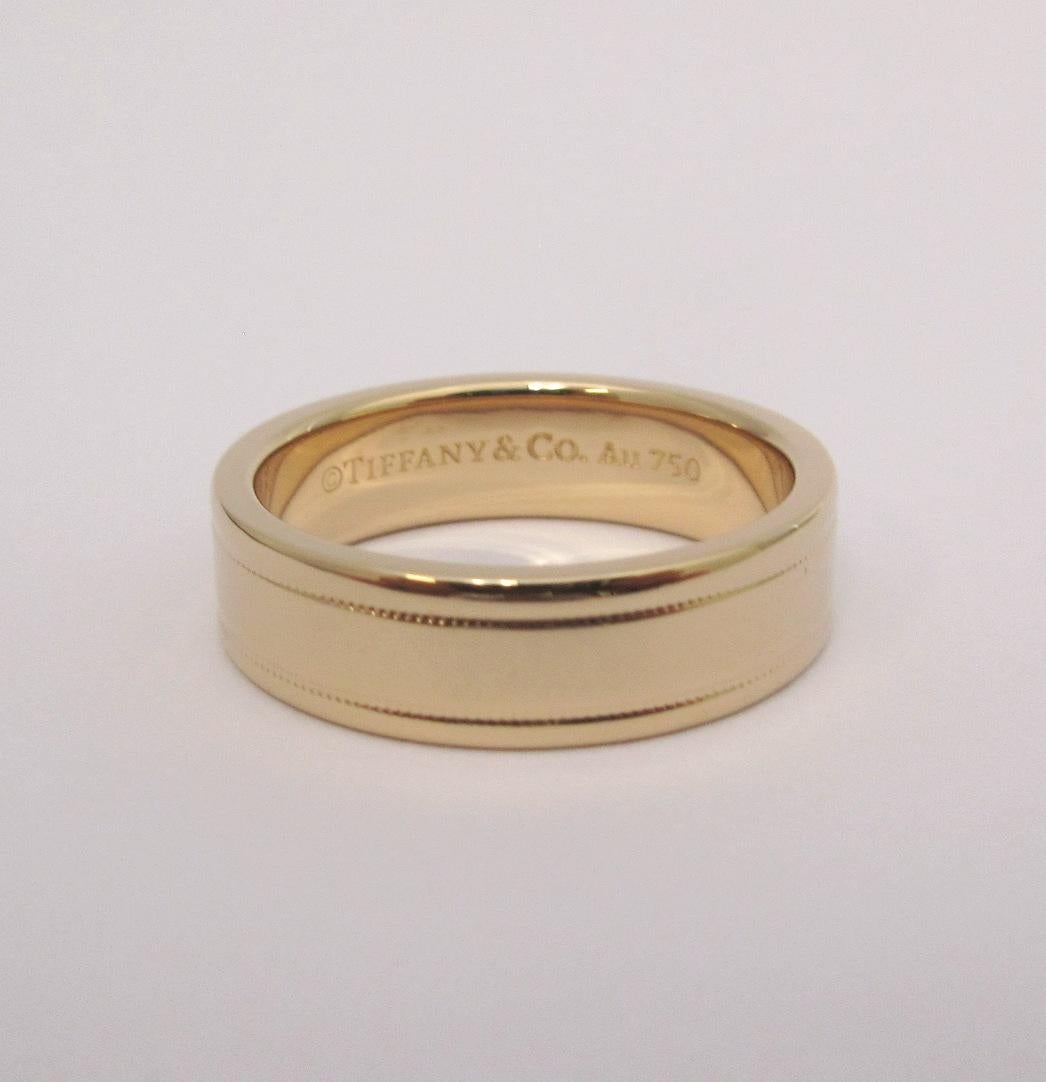 TIFFANY & Co. Wesentliche Band 18K Rose Gold 6mm Double Milgrain Ring 8,5 im Angebot 1