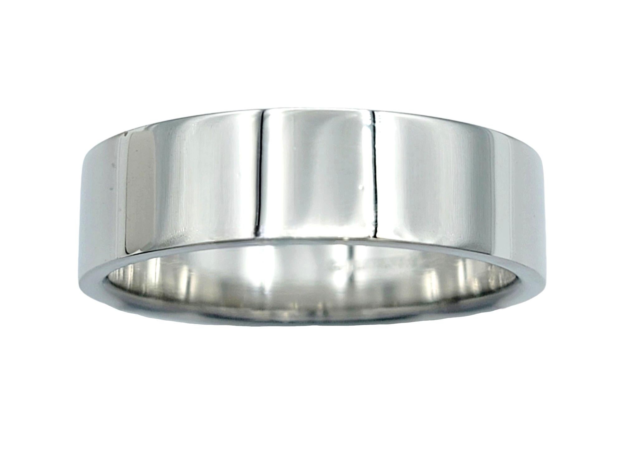 Contemporary Tiffany & Co. 'Essential' Collection Unisex 6mm Band Ring in Polished Platinum For Sale