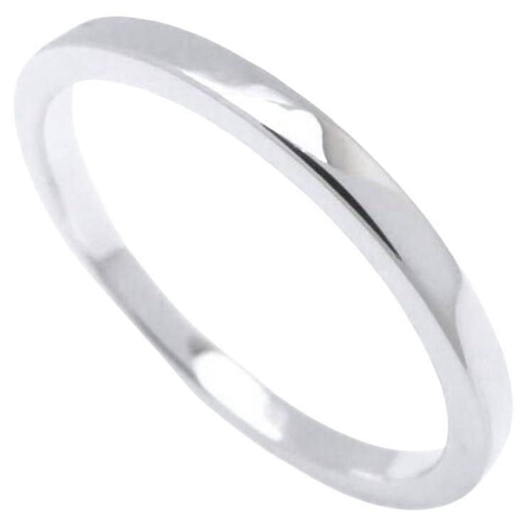 TIFFANY & Co. Essential Platinum 2mm Flat Band Ring 5 For Sale