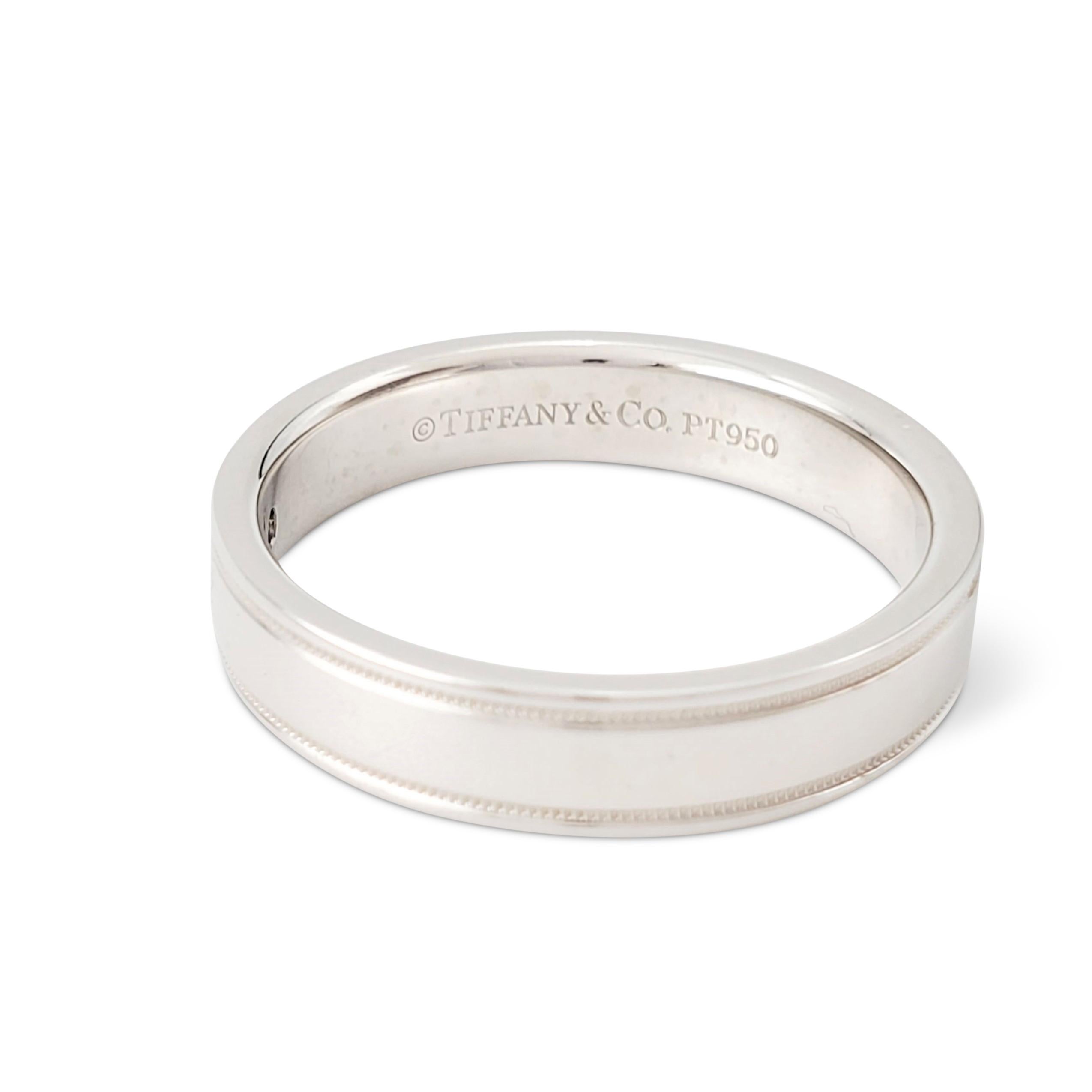 Round Cut Tiffany & Co. 'Essential' Platinum Double Milgrain Band