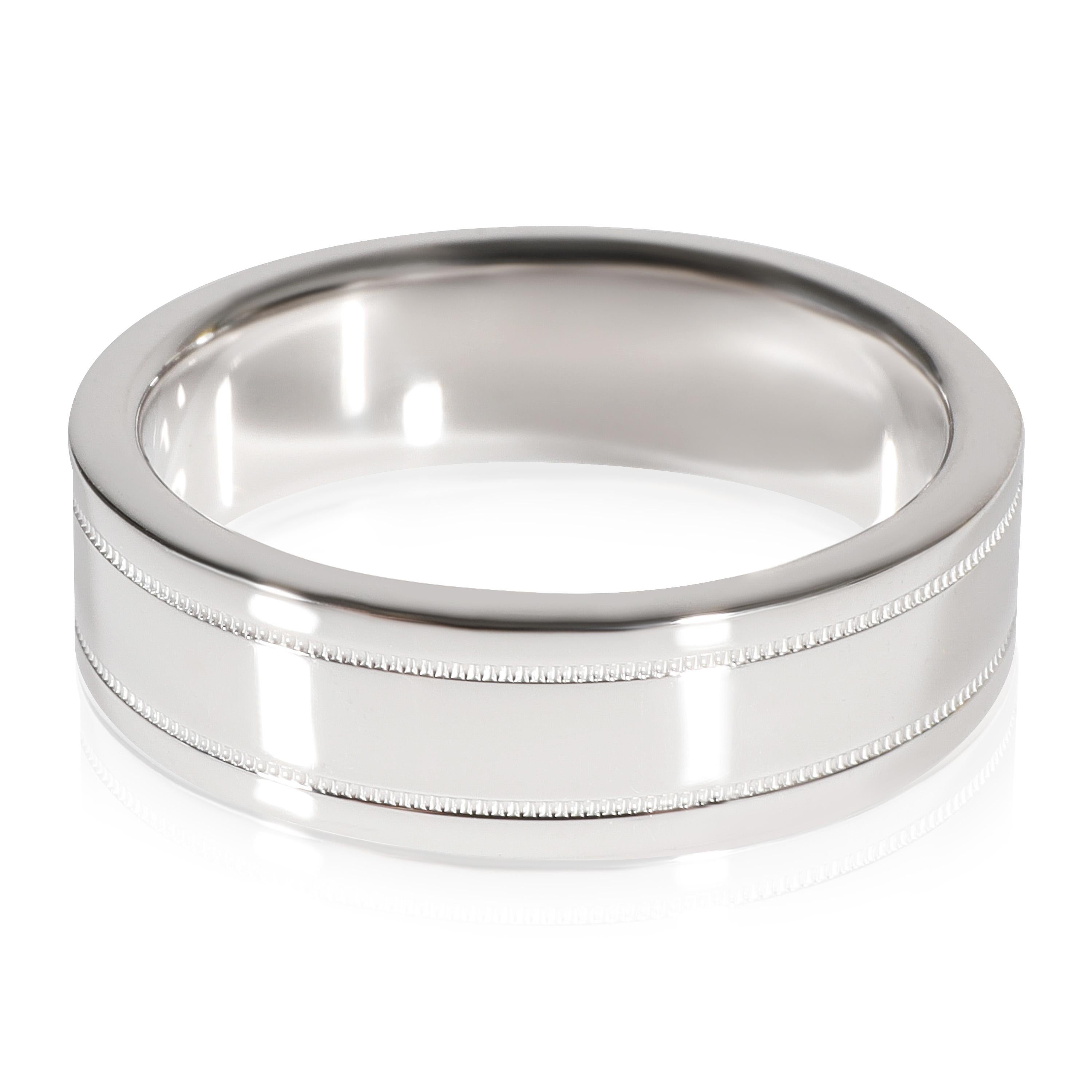 Tiffany & Co. Essentials Double Milgrain Band in Platinum In Excellent Condition In New York, NY