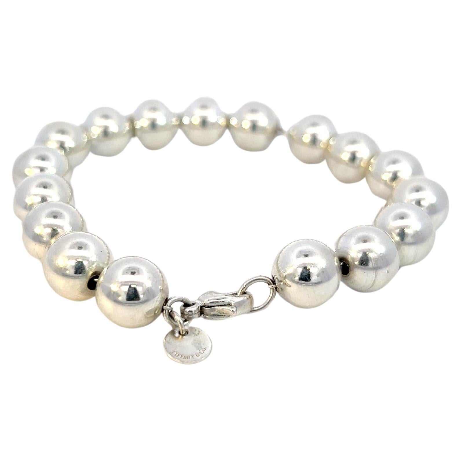 Tiffany & Co Estate 10 mm Ball Bracelet Size 7.5" Sterling Silver For Sale