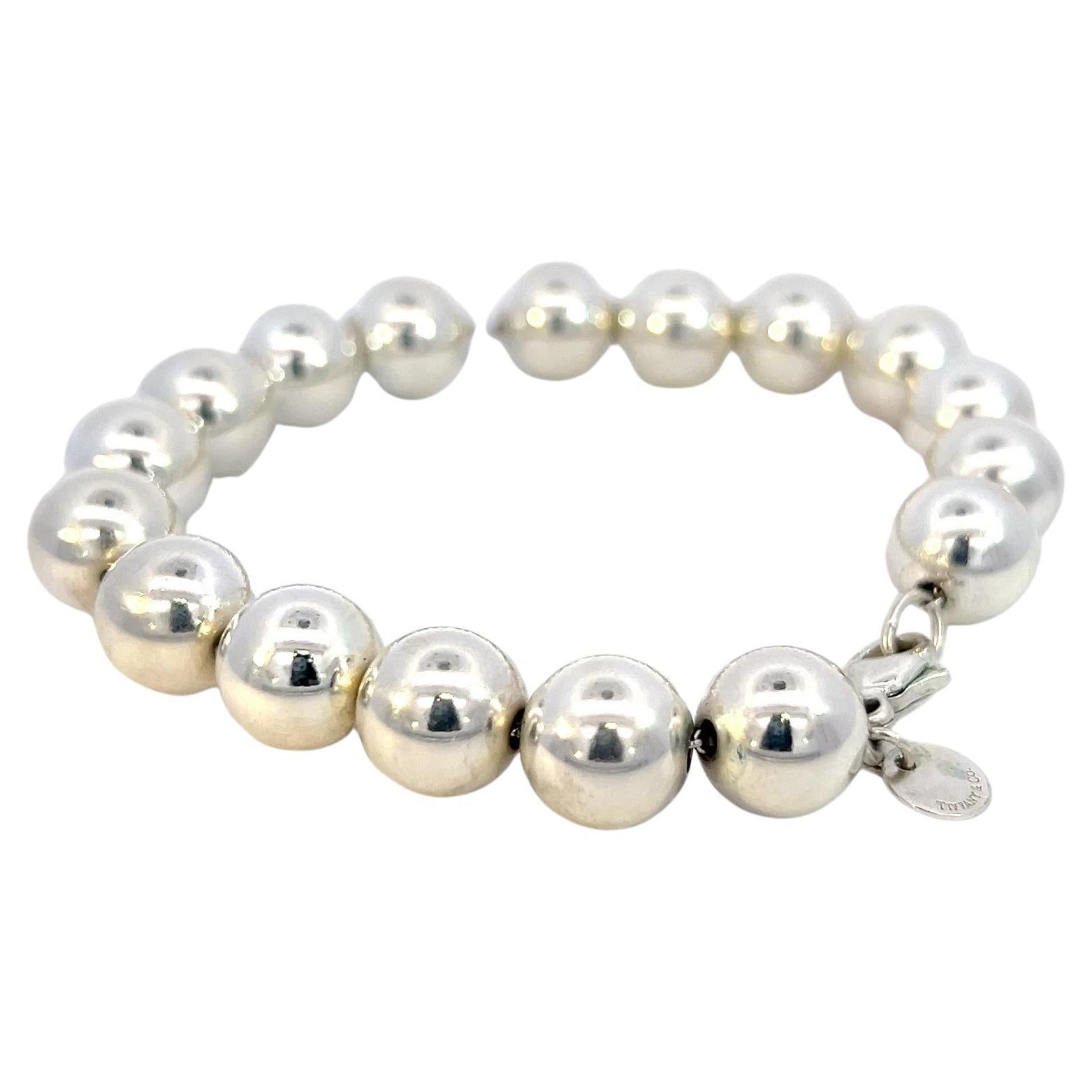 Tiffany & Co Nachlass 10 mm Kugelarmband Größe 7,5" Sterlingsilber
