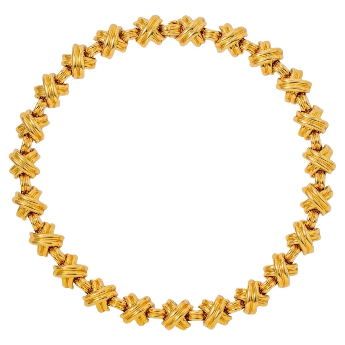 Tiffany 
Co Estate 18 Karat Gold Signature X Necklace. For Sale