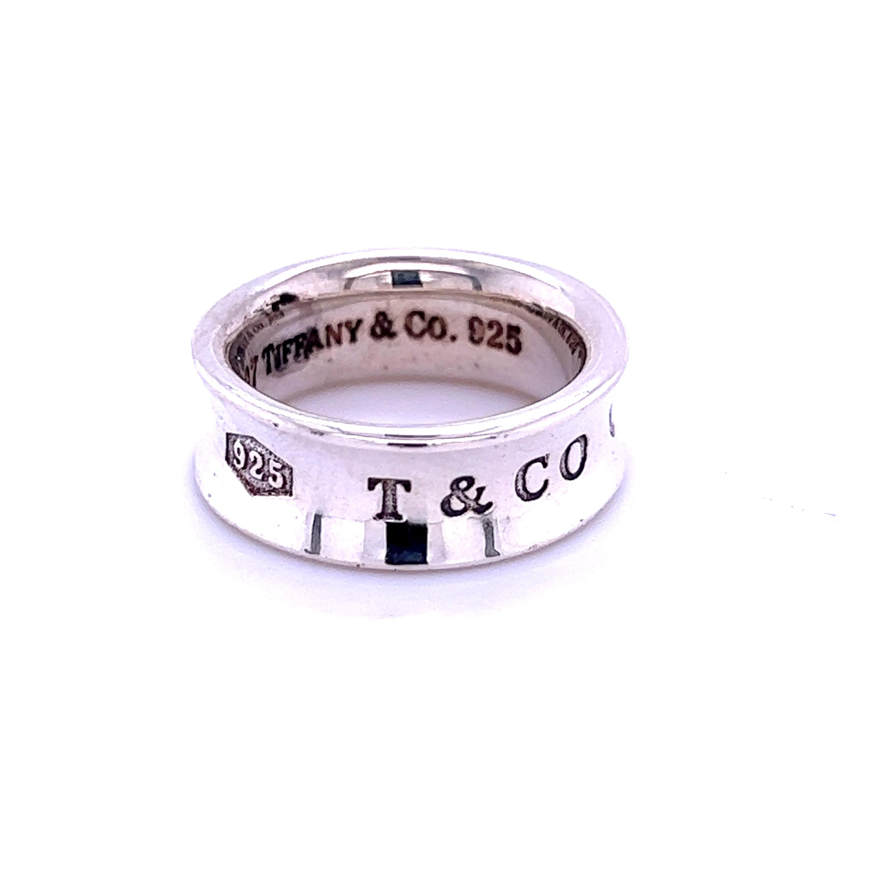 Tiffany & Co Estate 1837 Concave Band Size 4 Silver 7 mm In New Condition For Sale In Brooklyn, NY