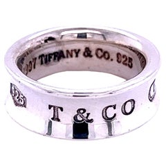 Antique Tiffany & Co Estate 1837 Concave Band Size 4 Silver 7 mm