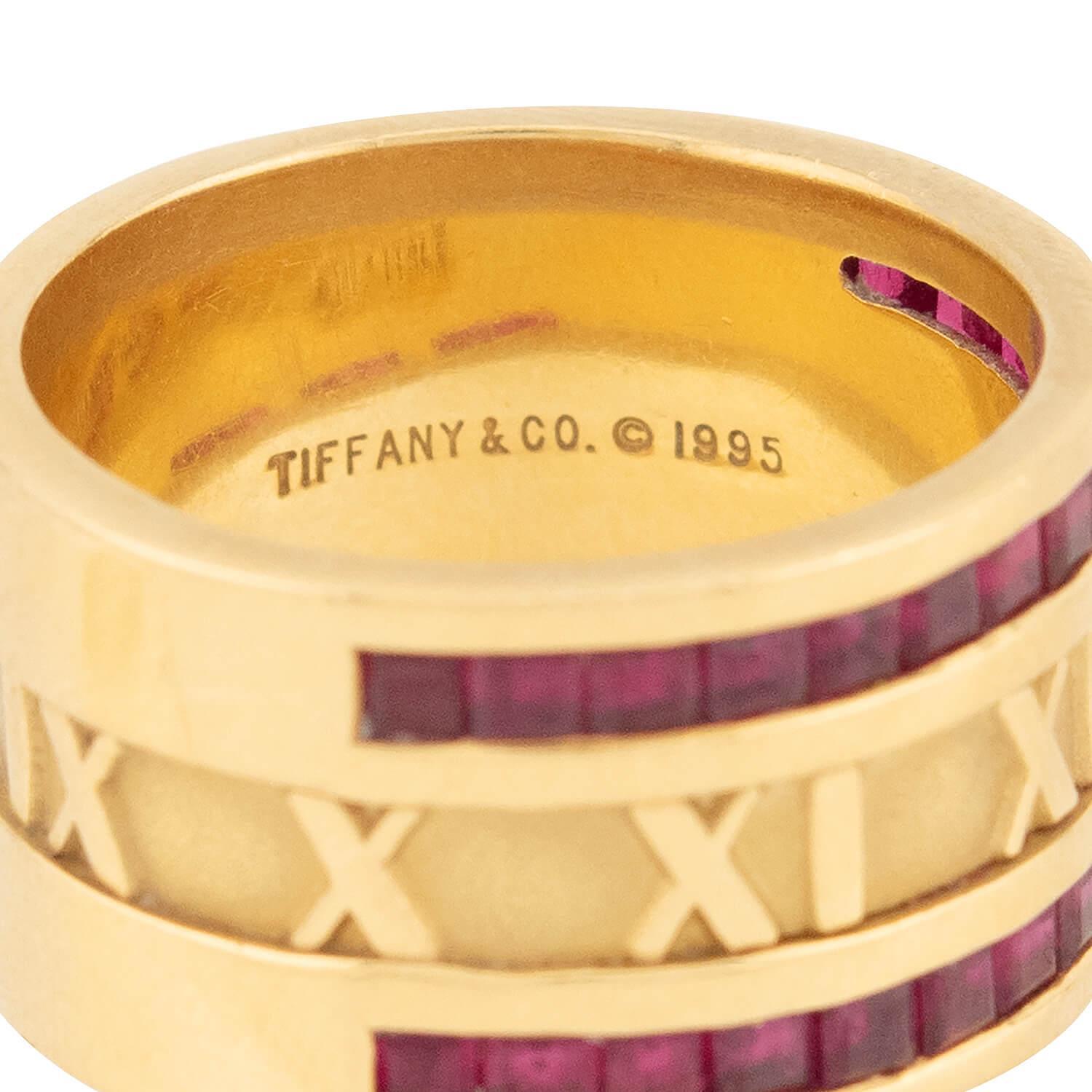 TIFFANY & CO. Estate 18k Ruby Atlas Ring 1