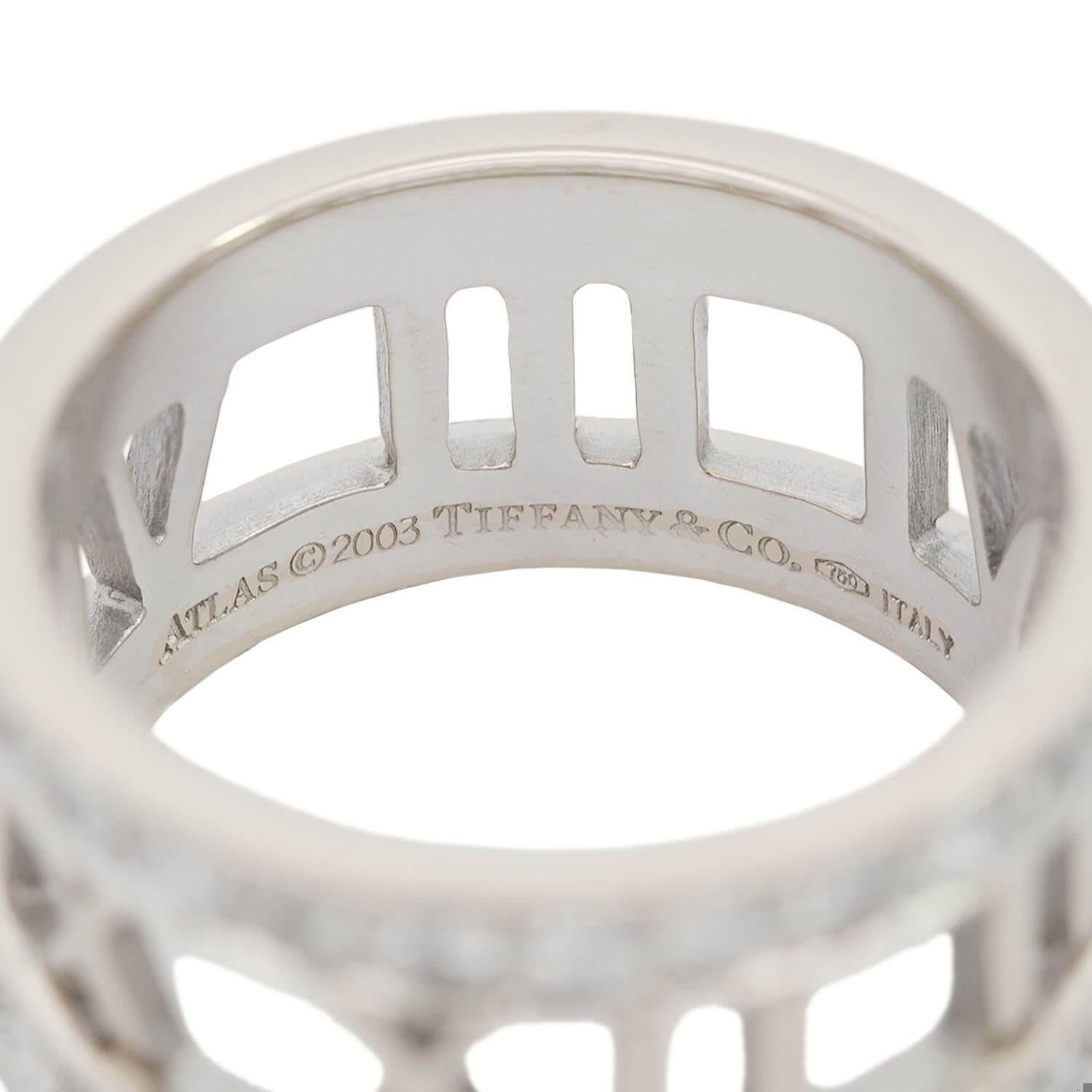 Brilliant Cut TIFFANY & CO. Estate 18k White Gold Diamond Open Atlas Ring