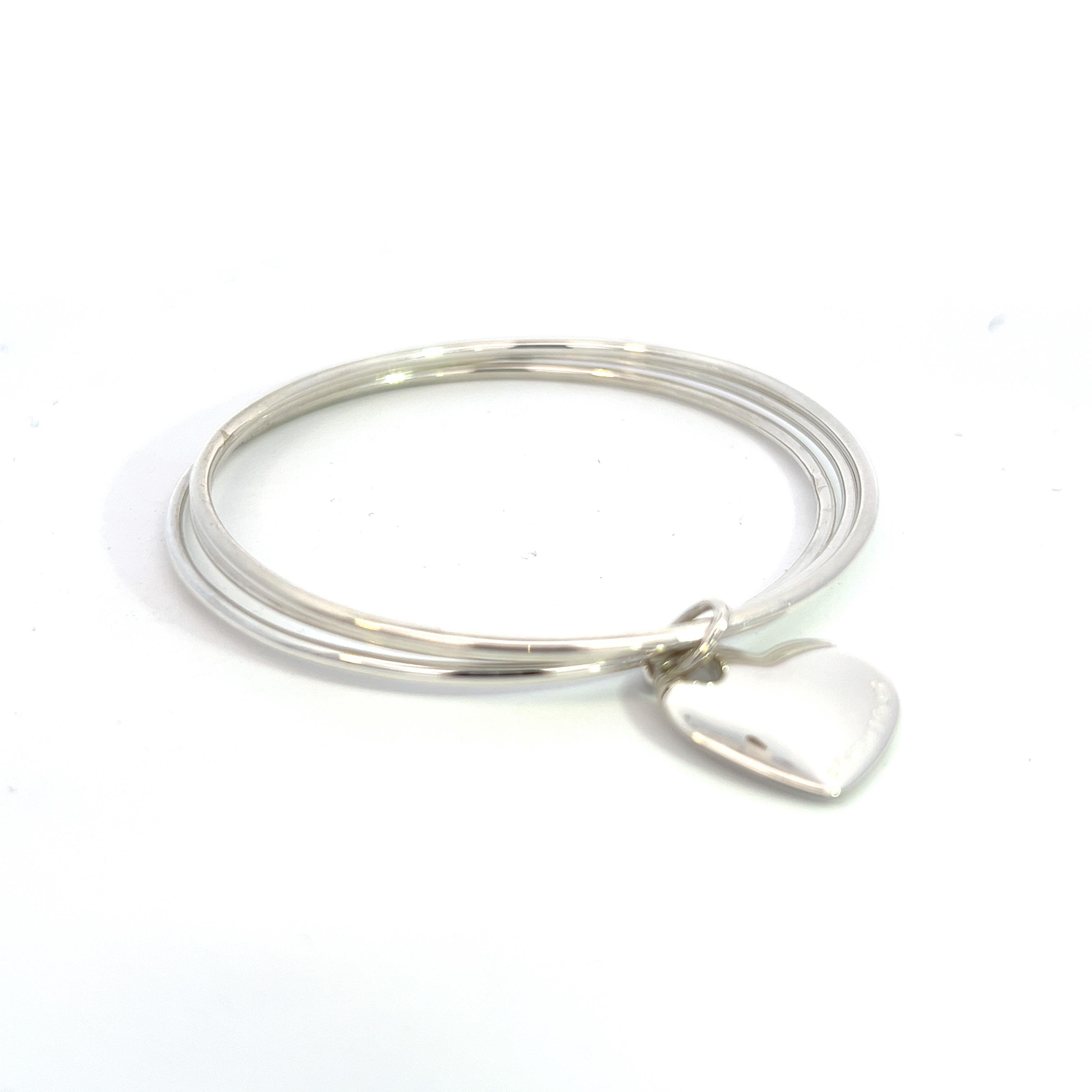 Tiffany & Co Estate 3 Bangle with Heart 7.5