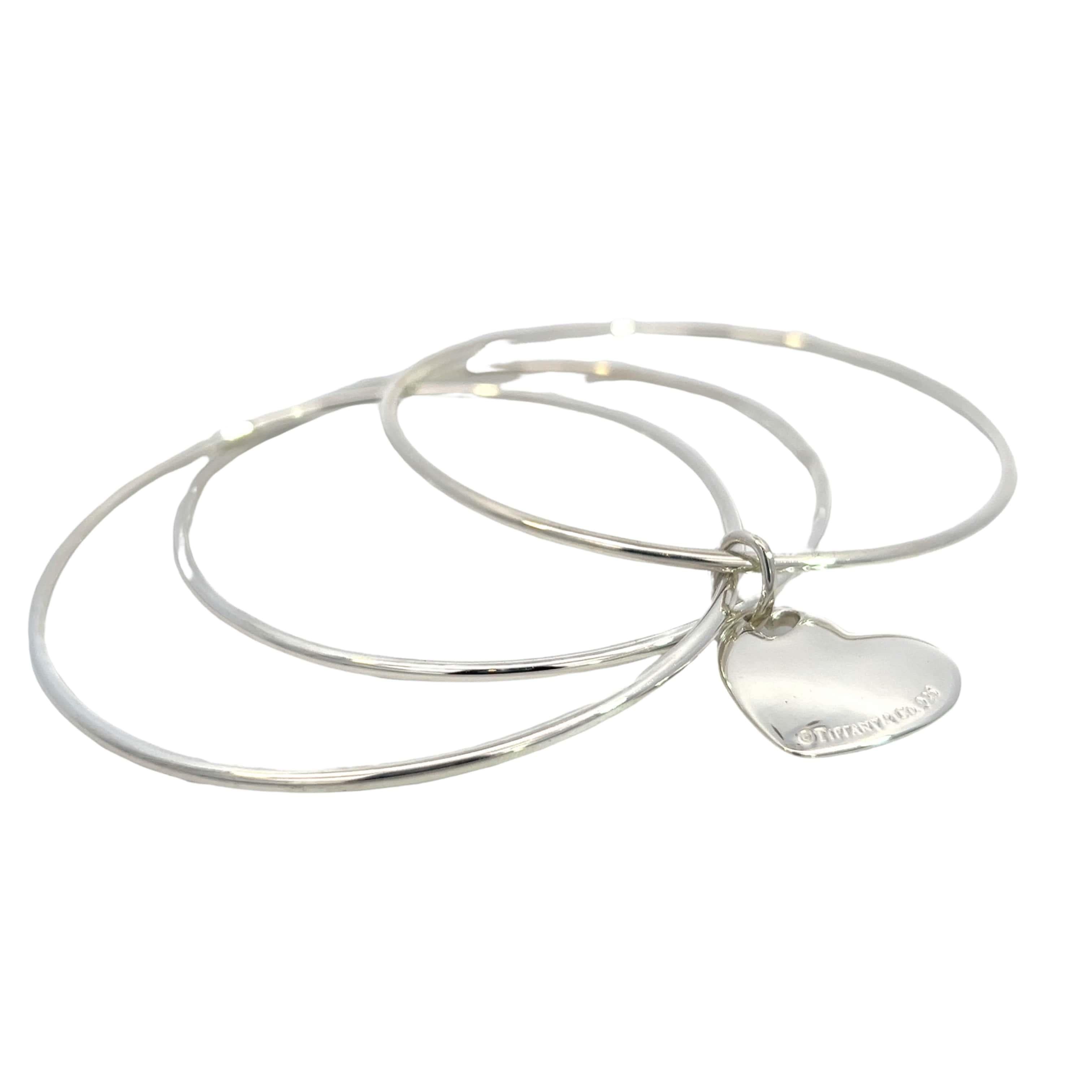 Tiffany & Co Estate 3 Bangle with Heart 7.5