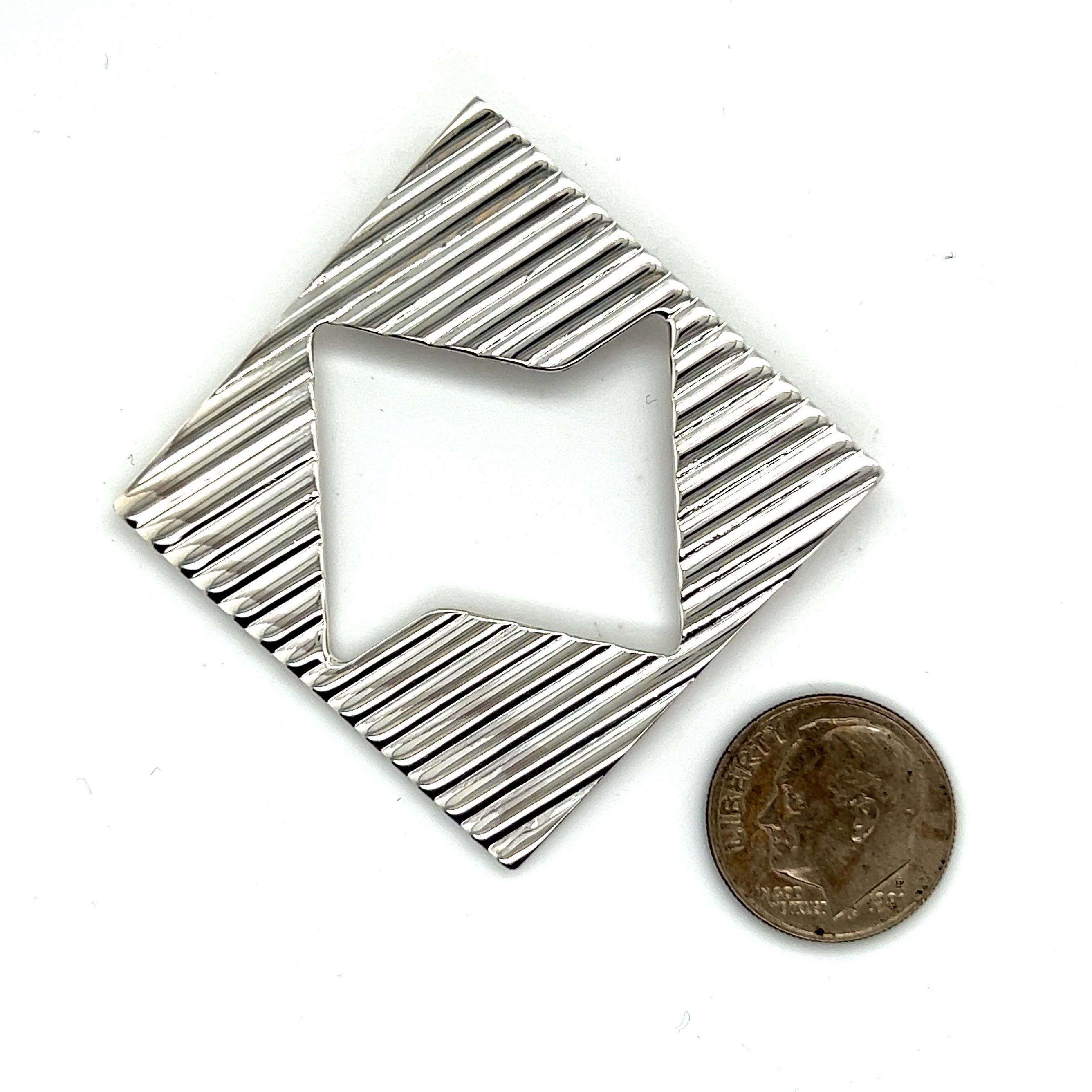 Tiffany & Co Estate Abstract Brooch Sterling Silver 14.8 Grams For Sale 2