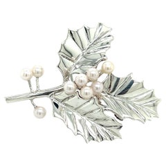 Tiffany & Co Estate Akoya Pearl Brooch Pin Silver 3.5 mm 