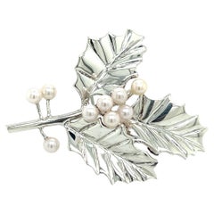 Tiffany & Co Estate Akoya Pearl Brooch Pin Silver 3.5 mm