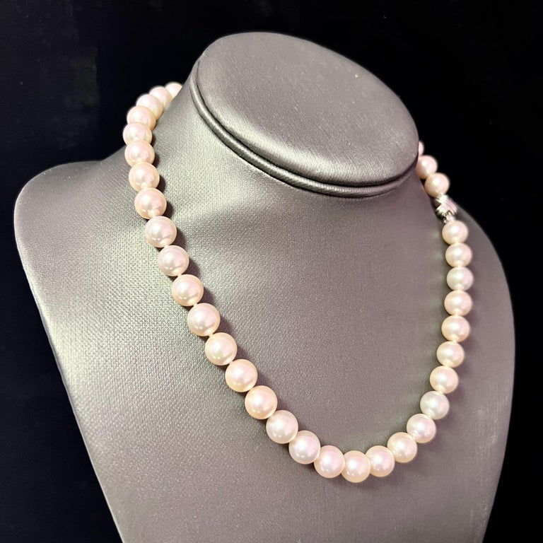Tiffany and Co Estate Akoya Pearl Necklace Signature X 18k Gold 9.5 mm ...