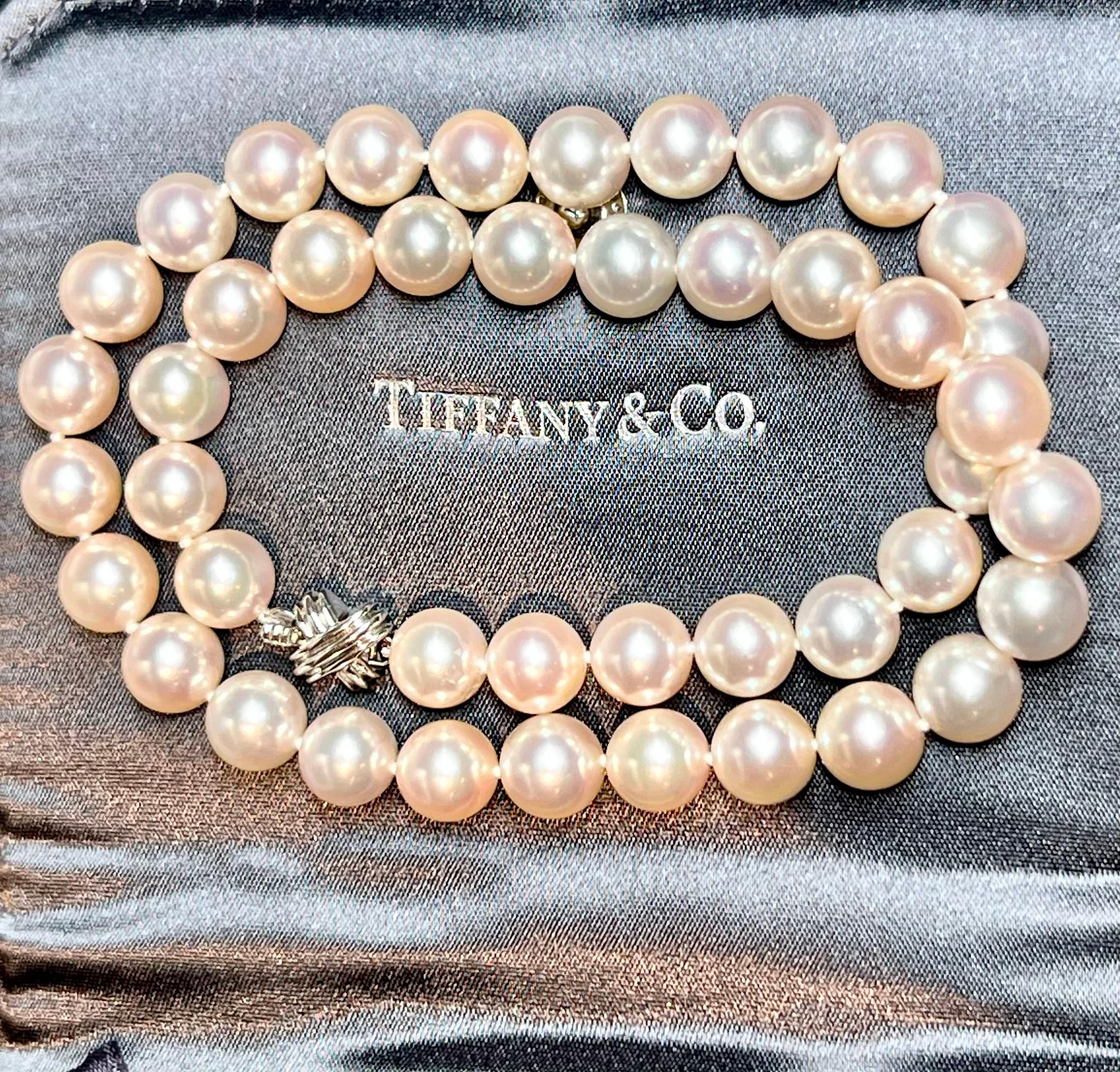 Tiffany and Co Estate Akoya Pearl Necklace Signature X 18k Gold ...