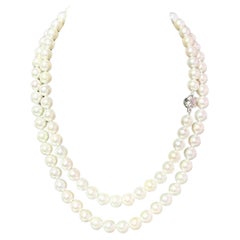 Collar de perlas Akoya Tiffany & Co Estate 34" Oro blanco 18k certificado