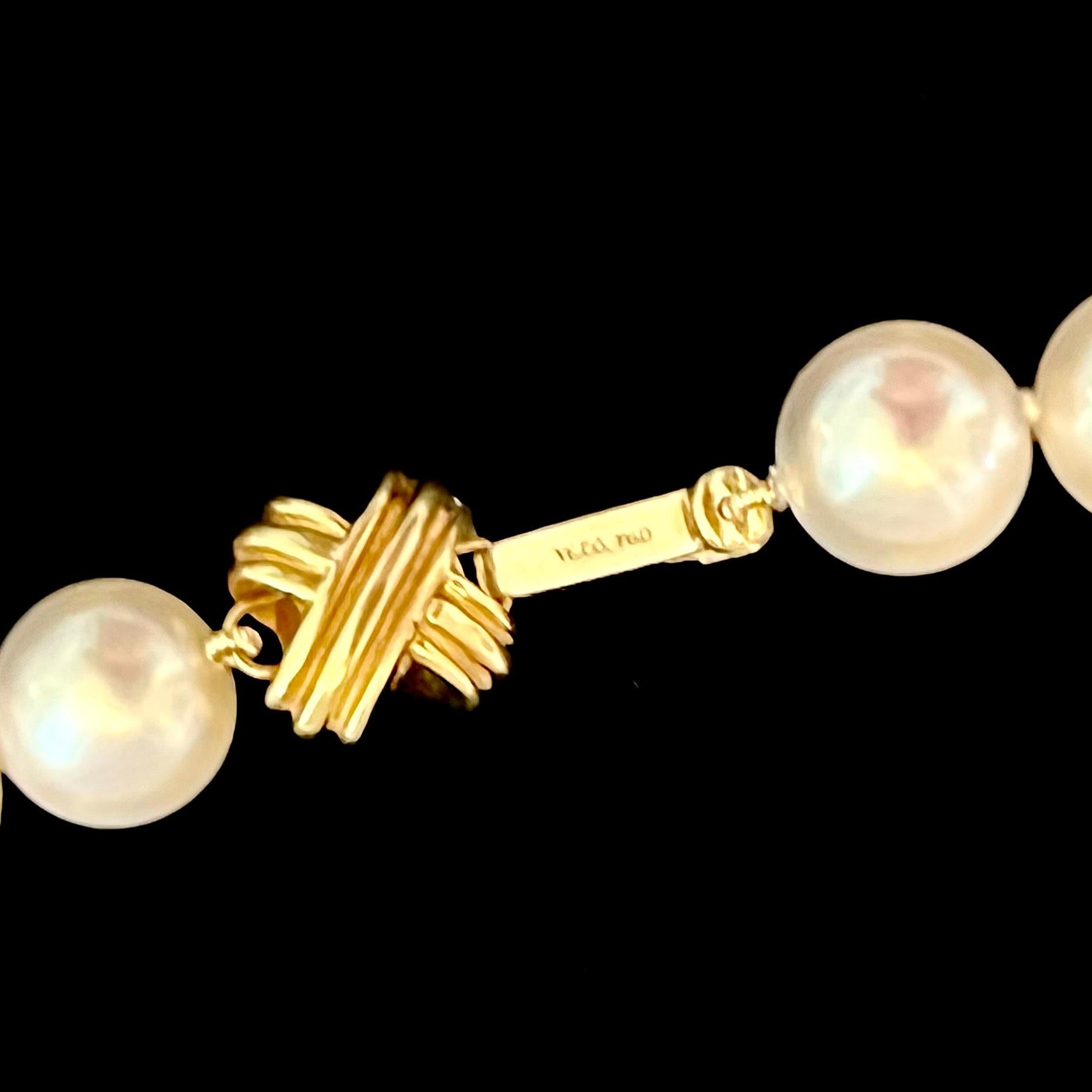 Tiffany and Co Estate Akoya Pearls Necklace 18k W Gold Certified at 1stDibs
