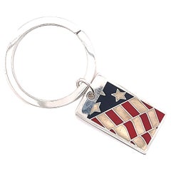 Tiffany & Co Estate American Flag Keychain Sterling Silver 16.8g