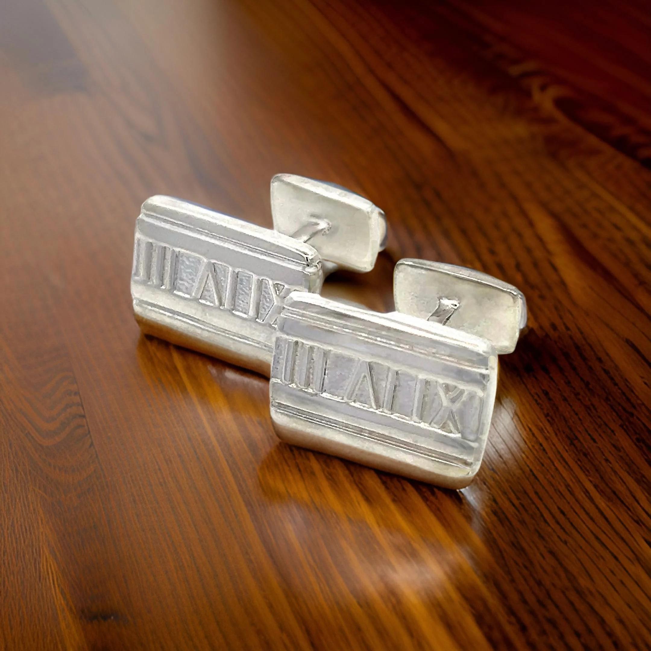 Boutons de manchette Atlas de Tiffany & Co en argent sterling 9.43 grammes en vente 1
