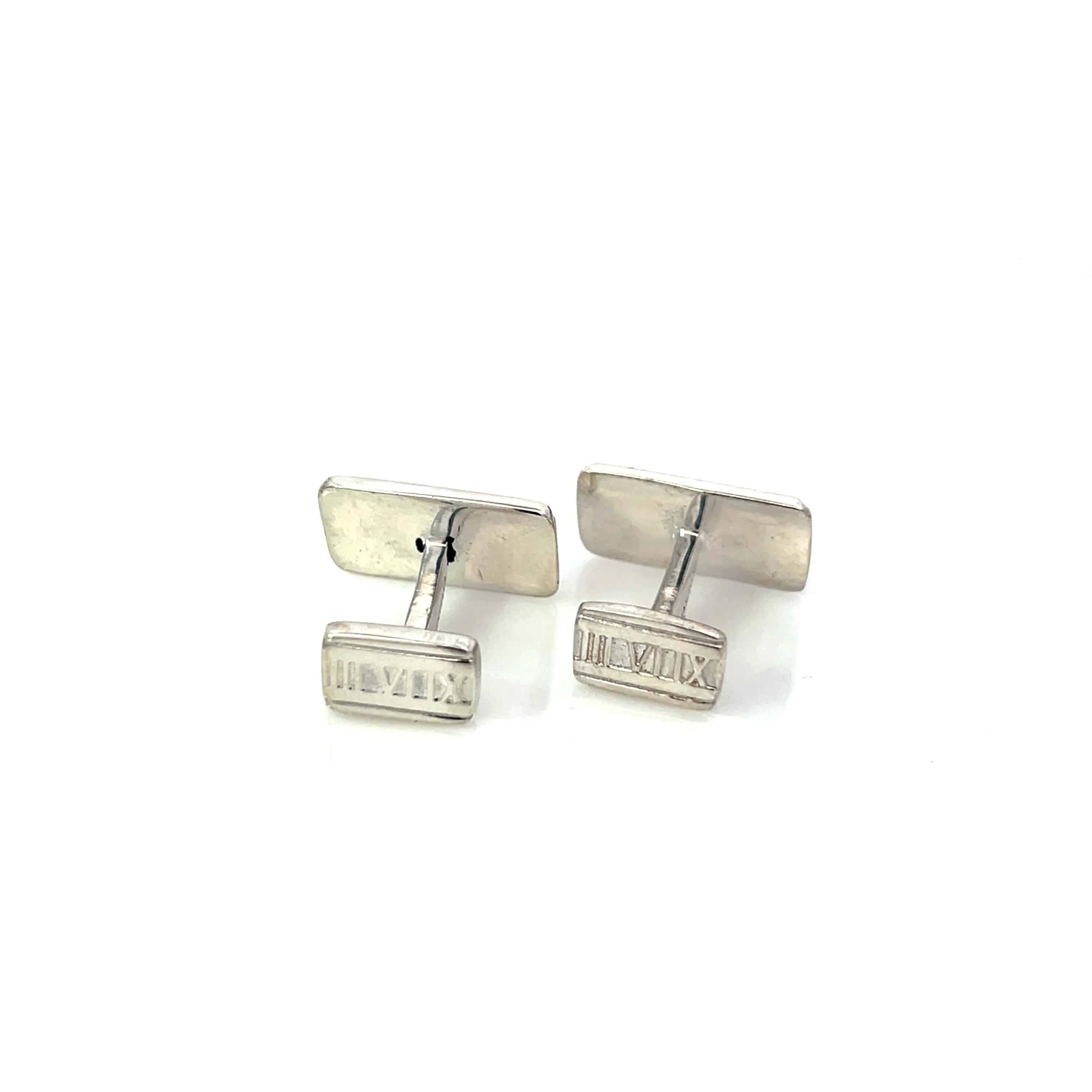 Boutons de manchette Atlas de Tiffany & Co en argent sterling 9.43 grammes en vente 3