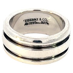 Tiffany & Co Estate Atlas Groove Ring Taille 5 Argent 9 mm