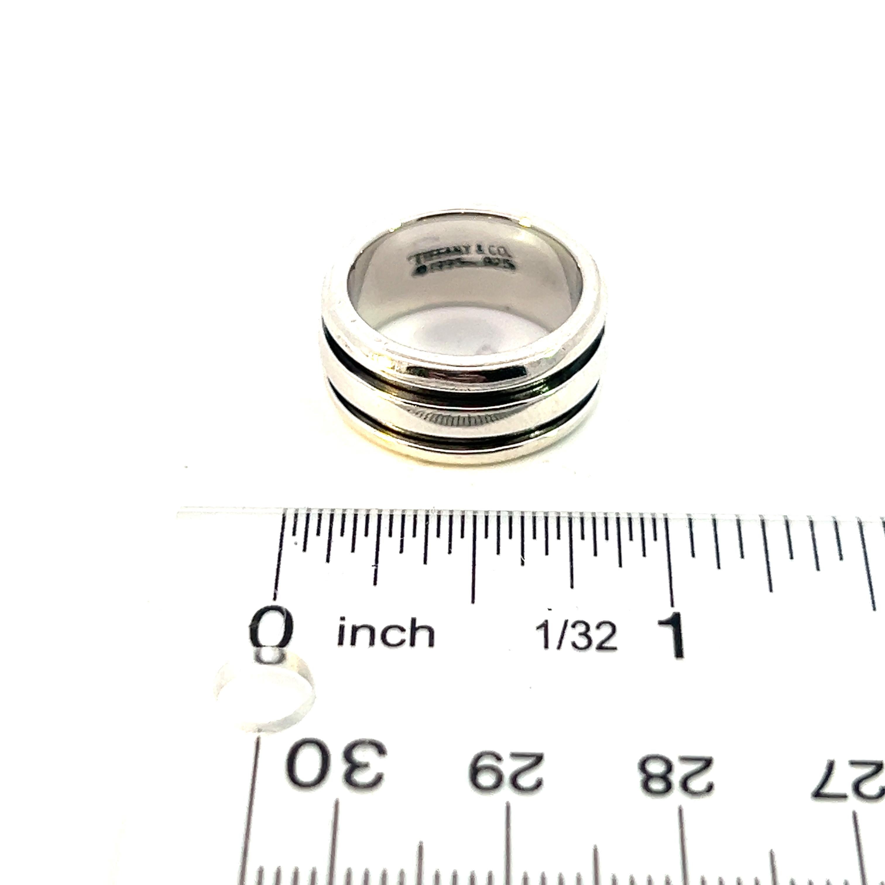 Tiffany & Co Estate Atlas Groove Ring Taille 6 Argent 9 mm Pour femmes en vente
