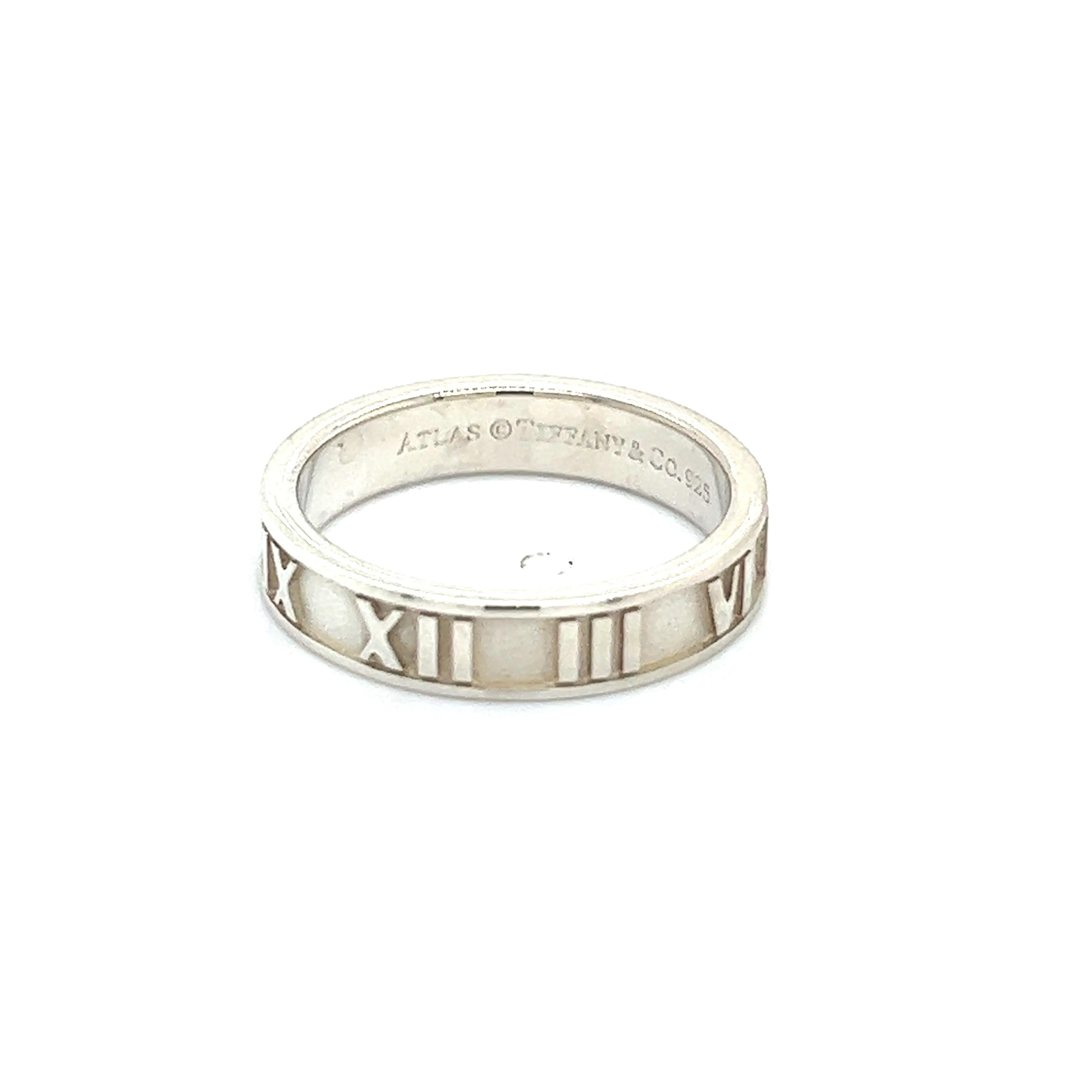 Tiffany & Co Estate Atlas Ring 5.5 Silver 4 mm  In Good Condition For Sale In Brooklyn, NY