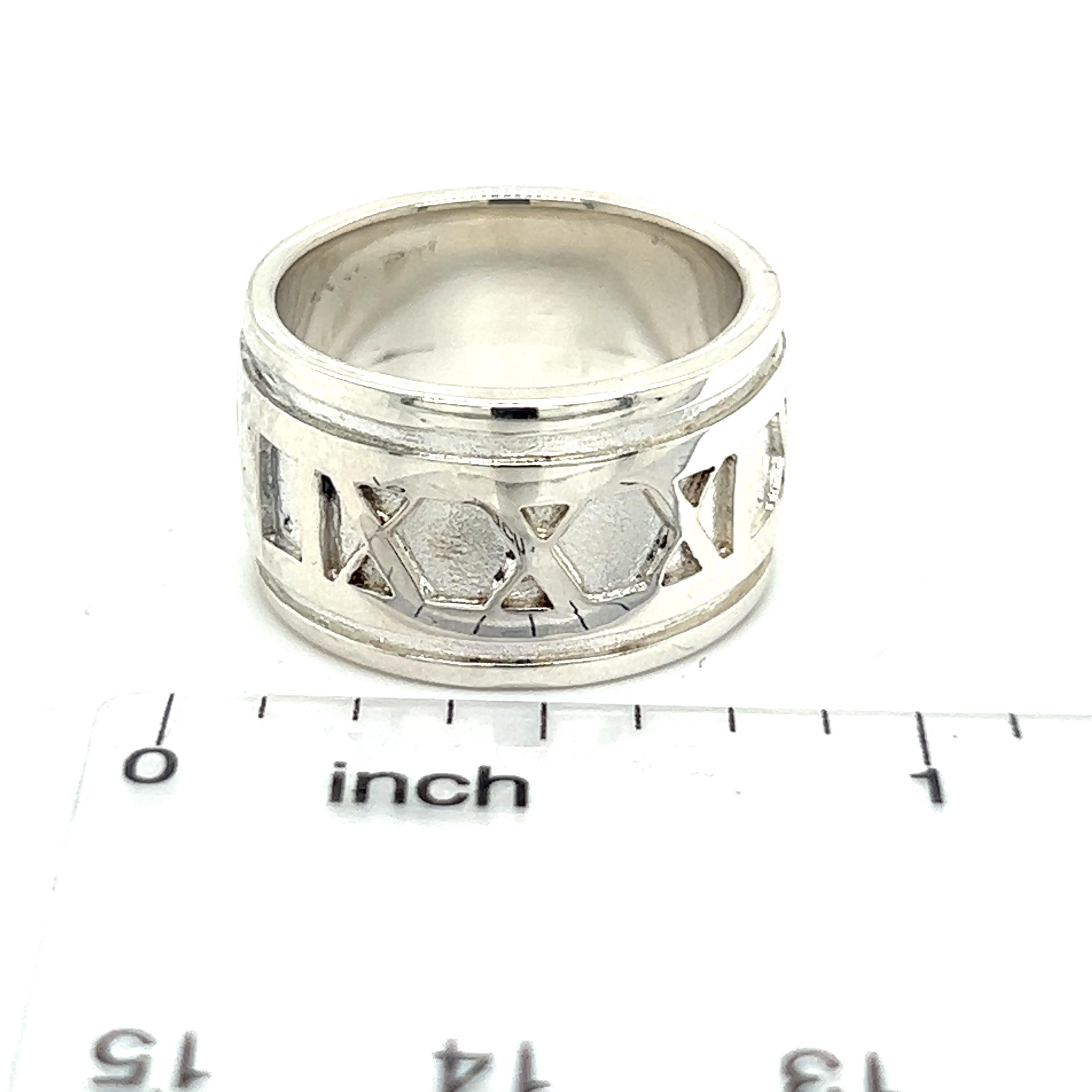 Tiffany & Co Estate Atlas Ring Size 4 Silver 11 mm In New Condition For Sale In Brooklyn, NY