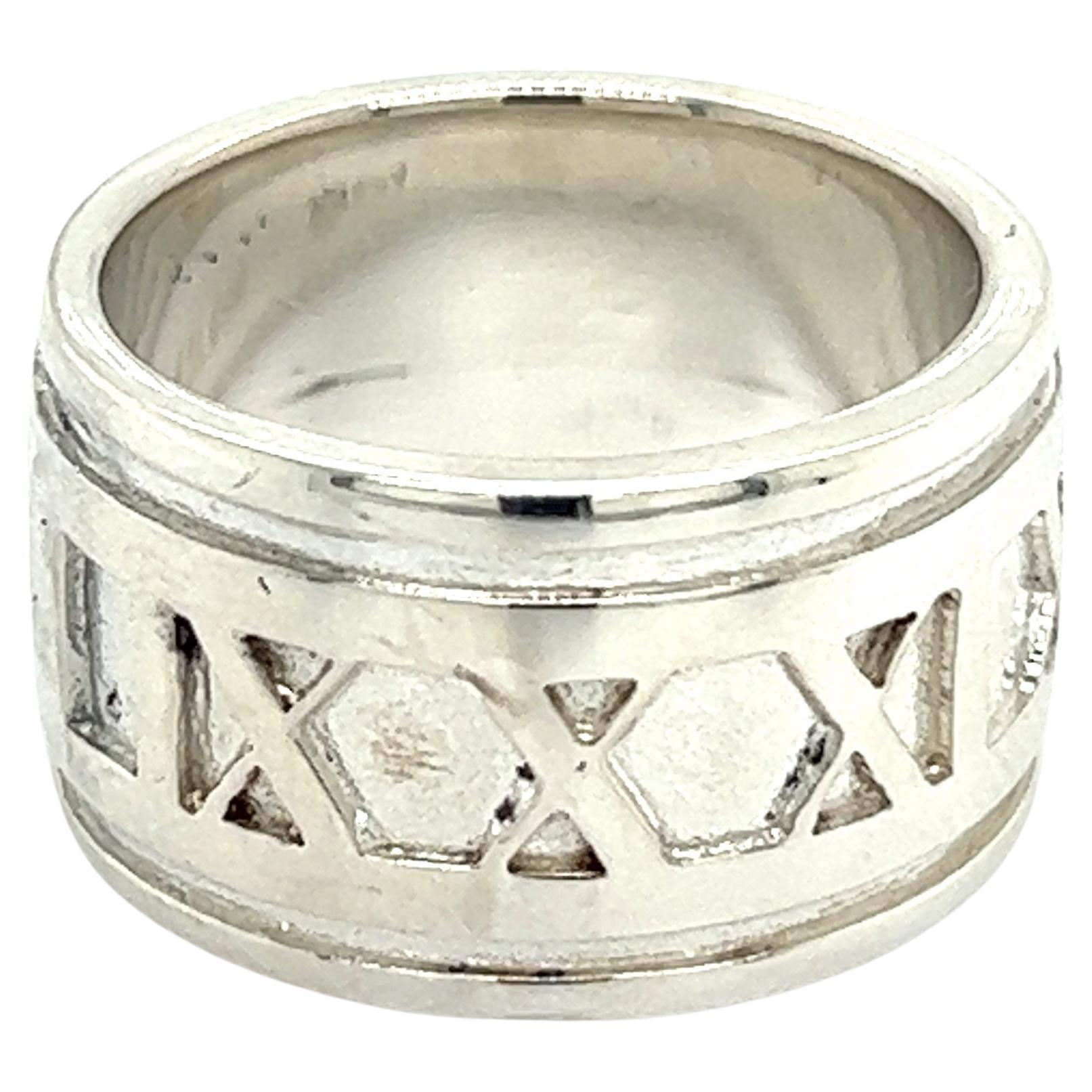 Tiffany & Co Estate Atlas Ring Size 5.25 Silver 11 mm For Sale