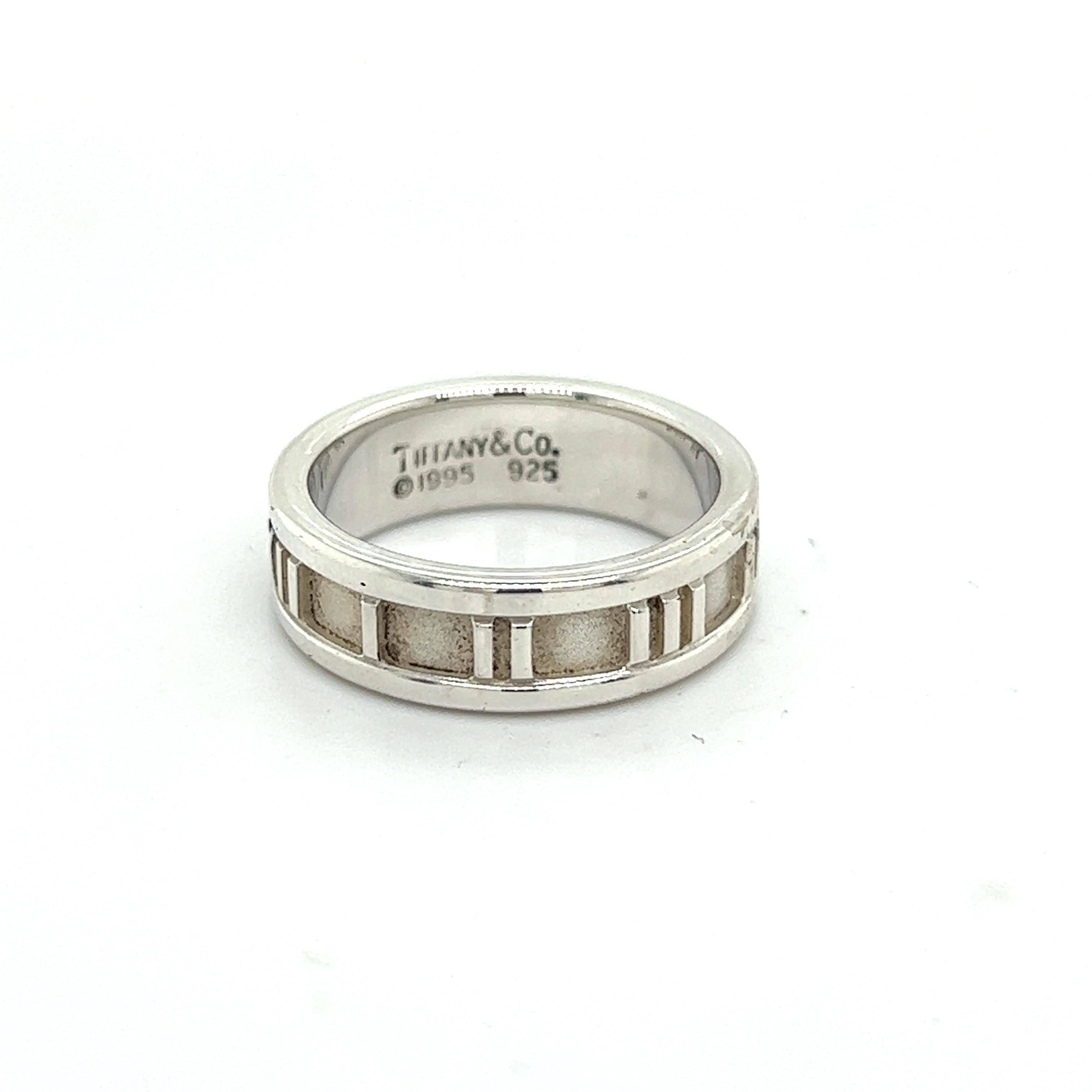 Tiffany & Co Estate Atlas Ring Silver In Good Condition For Sale In Brooklyn, NY
