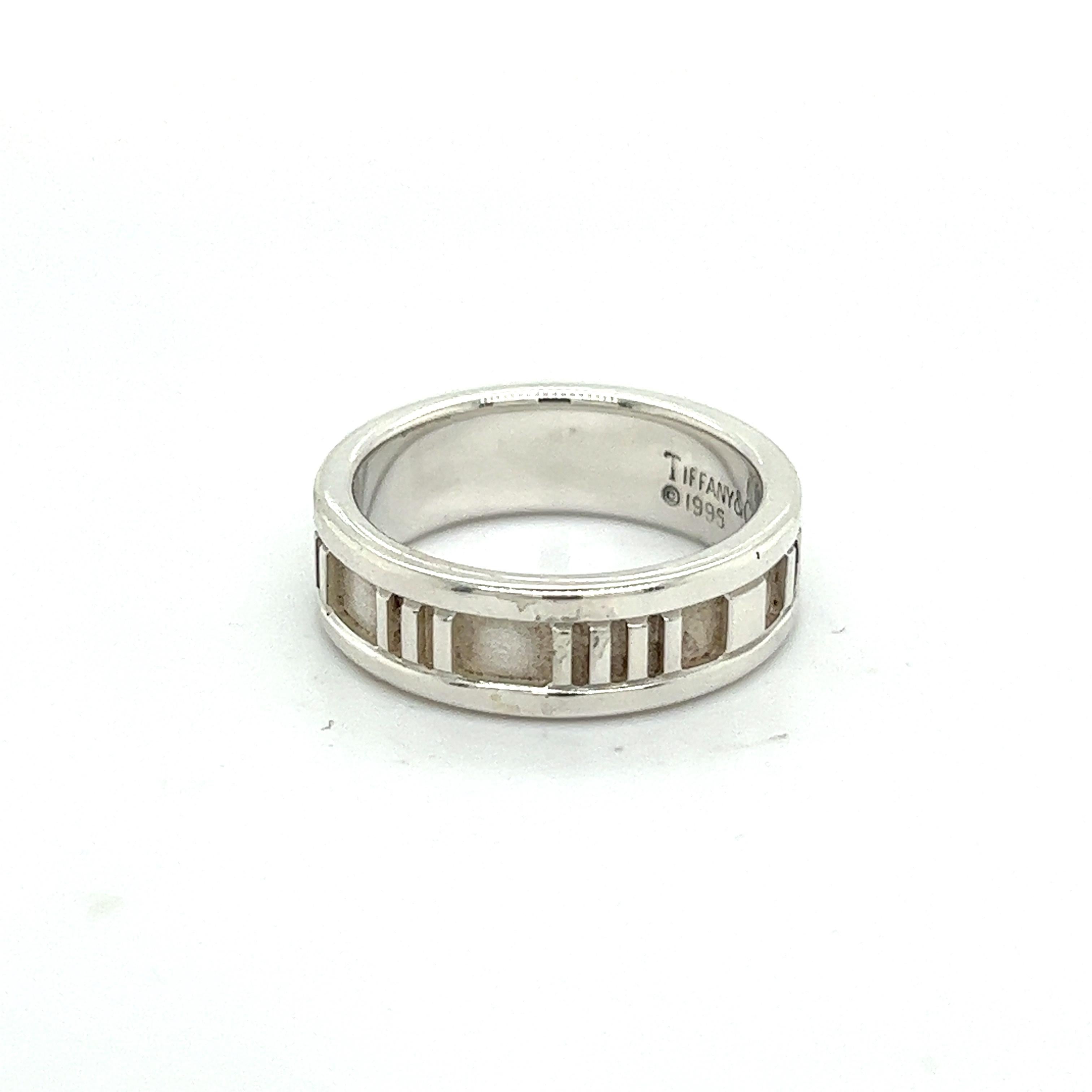 Women's Tiffany & Co Estate Atlas Ring Silver For Sale