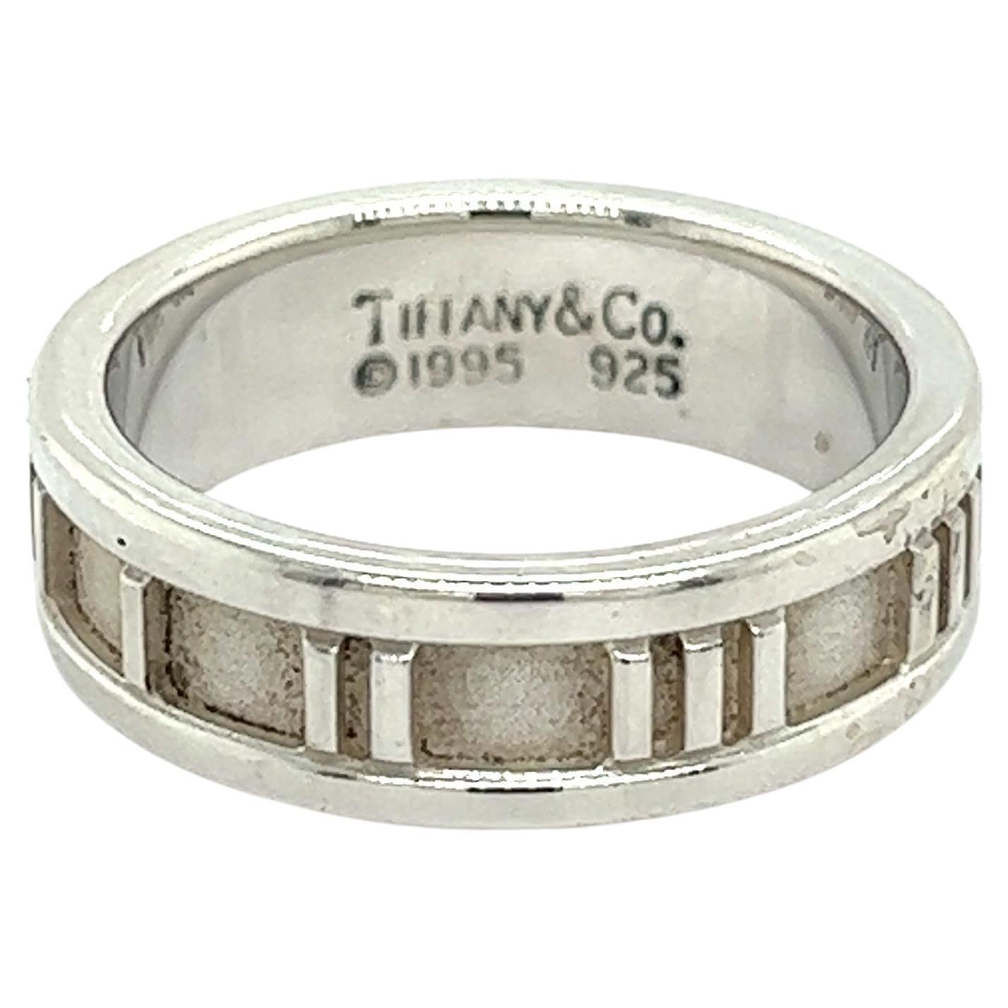 Tiffany & Co Estate Atlas Ring Silver For Sale